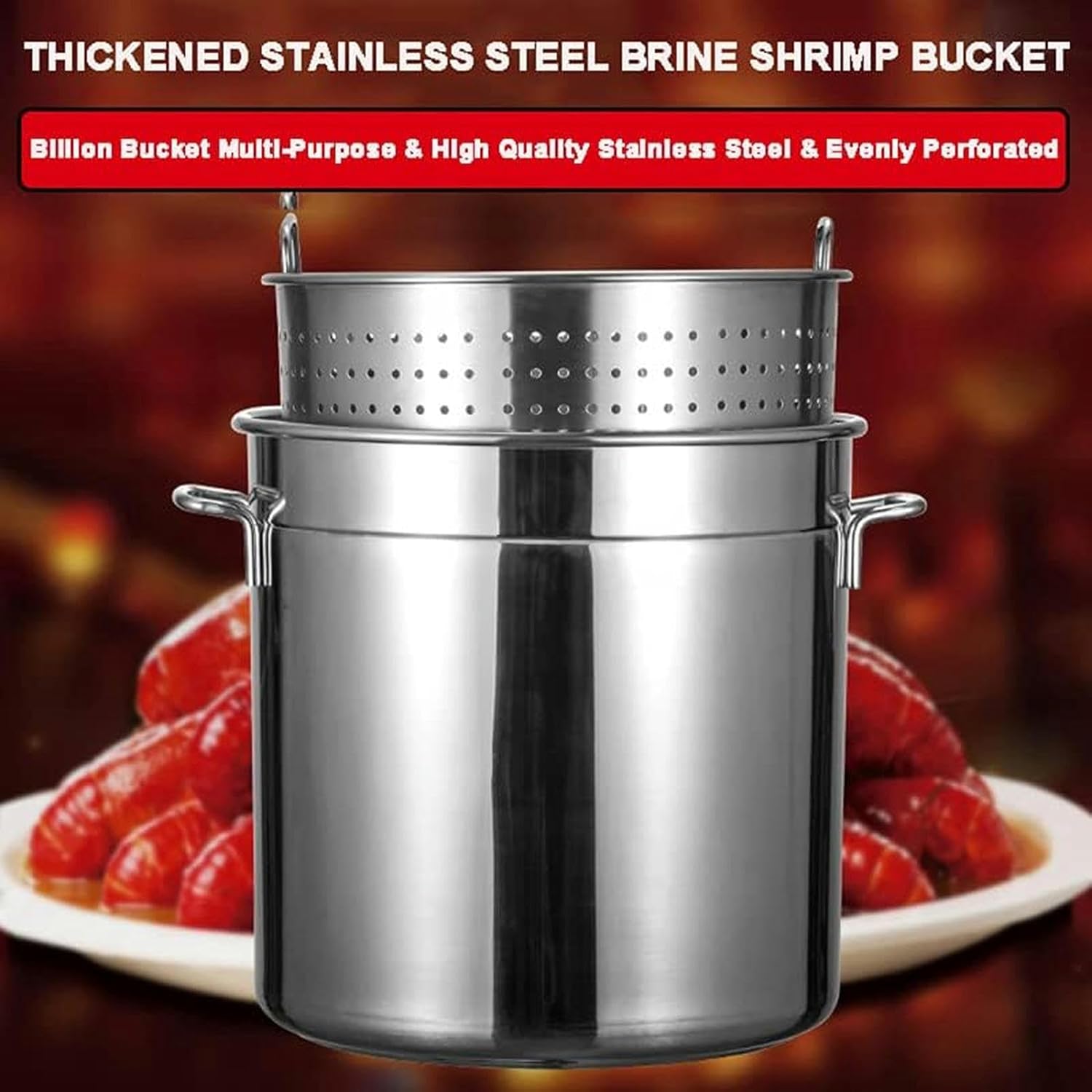 Wzglod Large Crawfish Boil Pot Heavy Duty Stainless Steel Stockpot