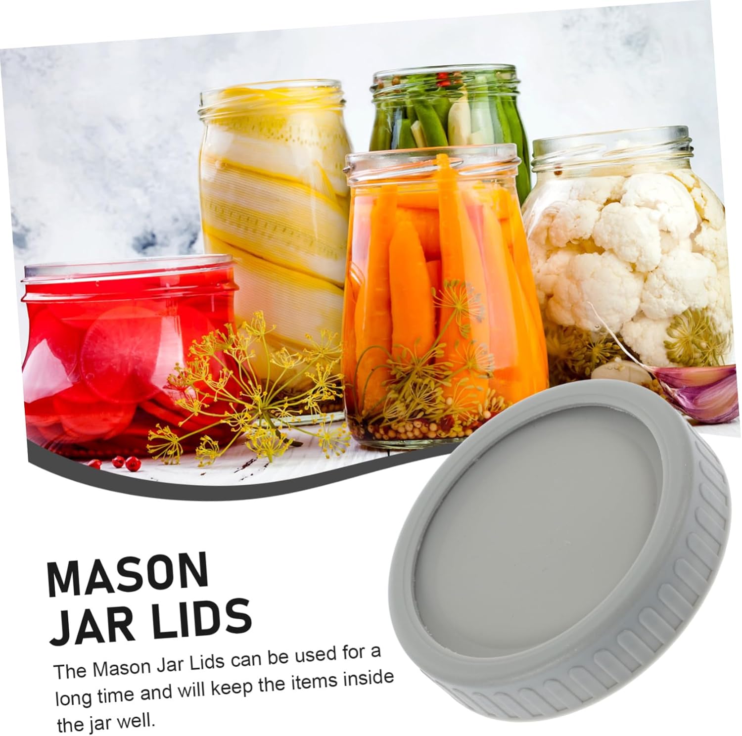 5 Sets Mason Jar Lids with Grey Sealing Covers 1