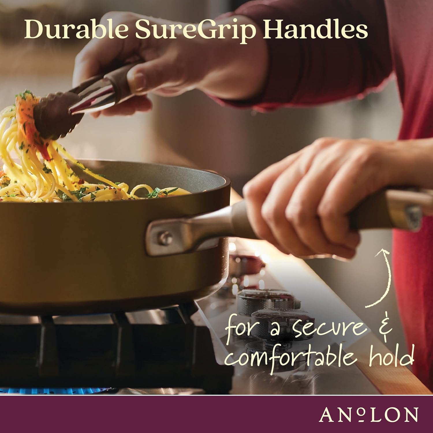 Best ChoiceAnolon Advanced Home 85Qt Nonstick Stockpot with Built-InSteamer Oven Safe