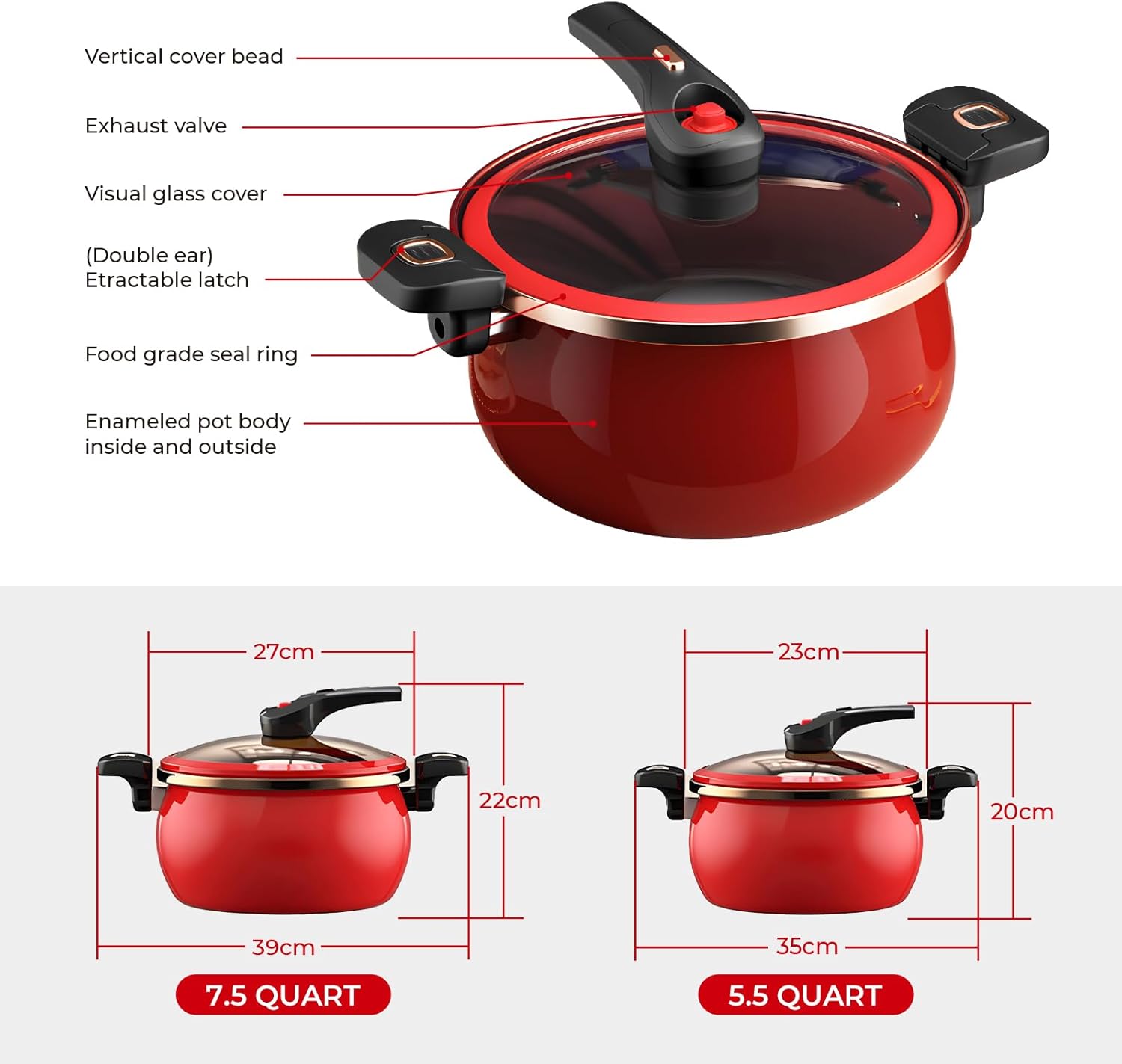 HC Nontouch Nonstick Ceramic Stockpot Black