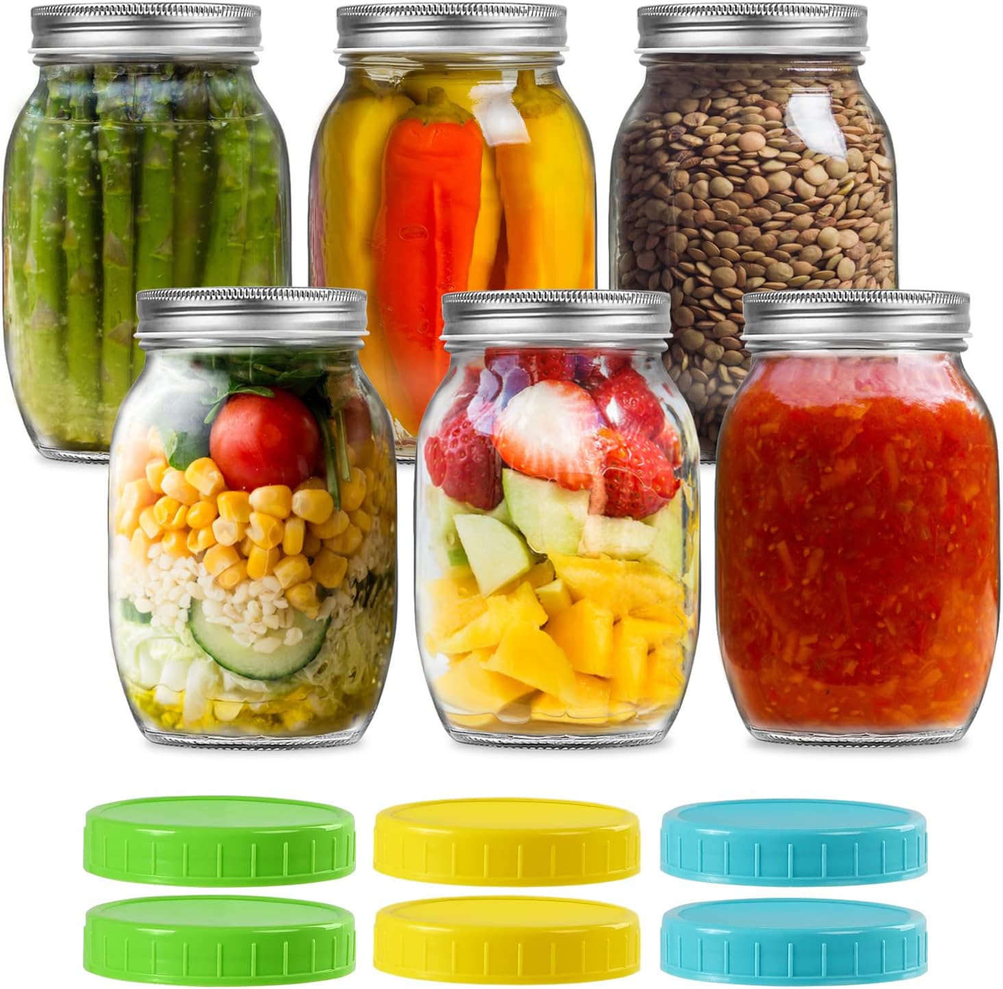 Perfect for Preserving Meal Prep Mason Jars with Lids Home Kitchen Essential