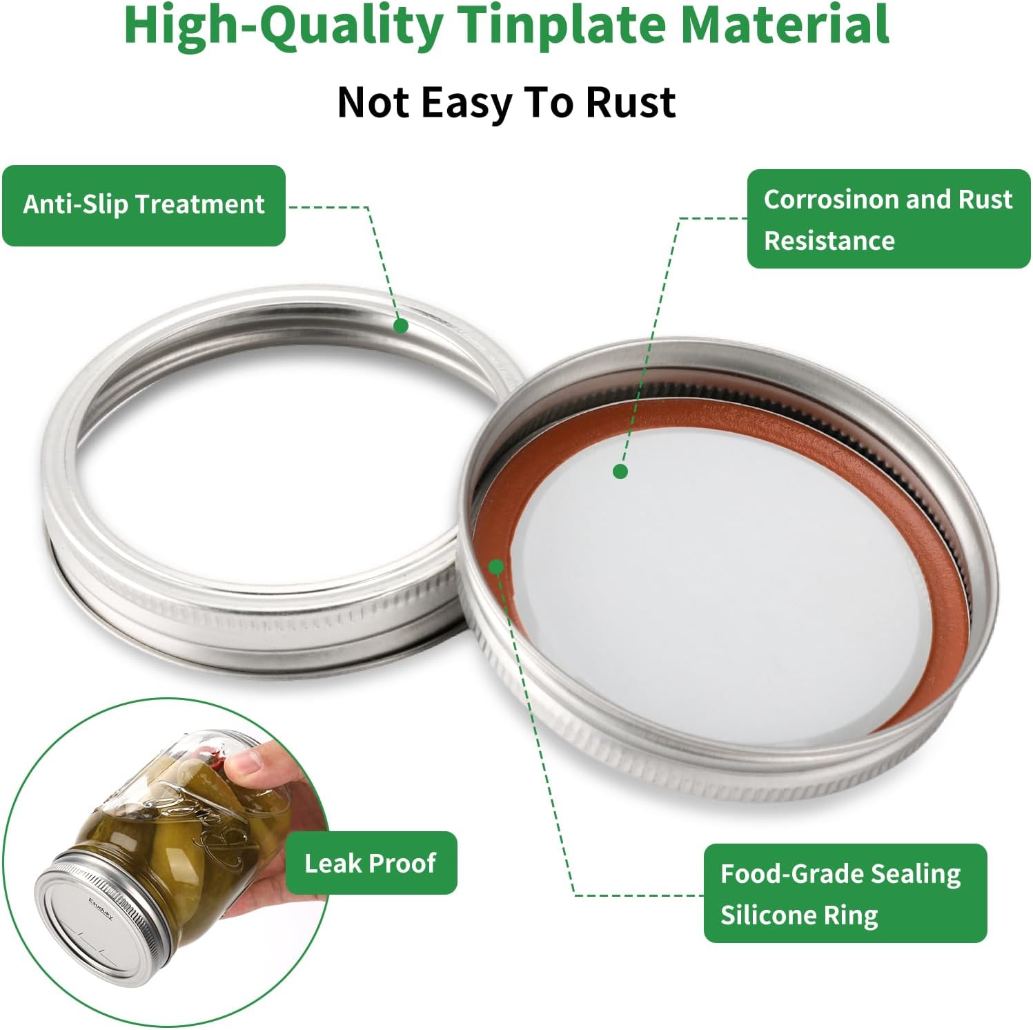 Esuduky 52Pcs Mason Jar Lid Set with Rings Canning sealing sealing Needs