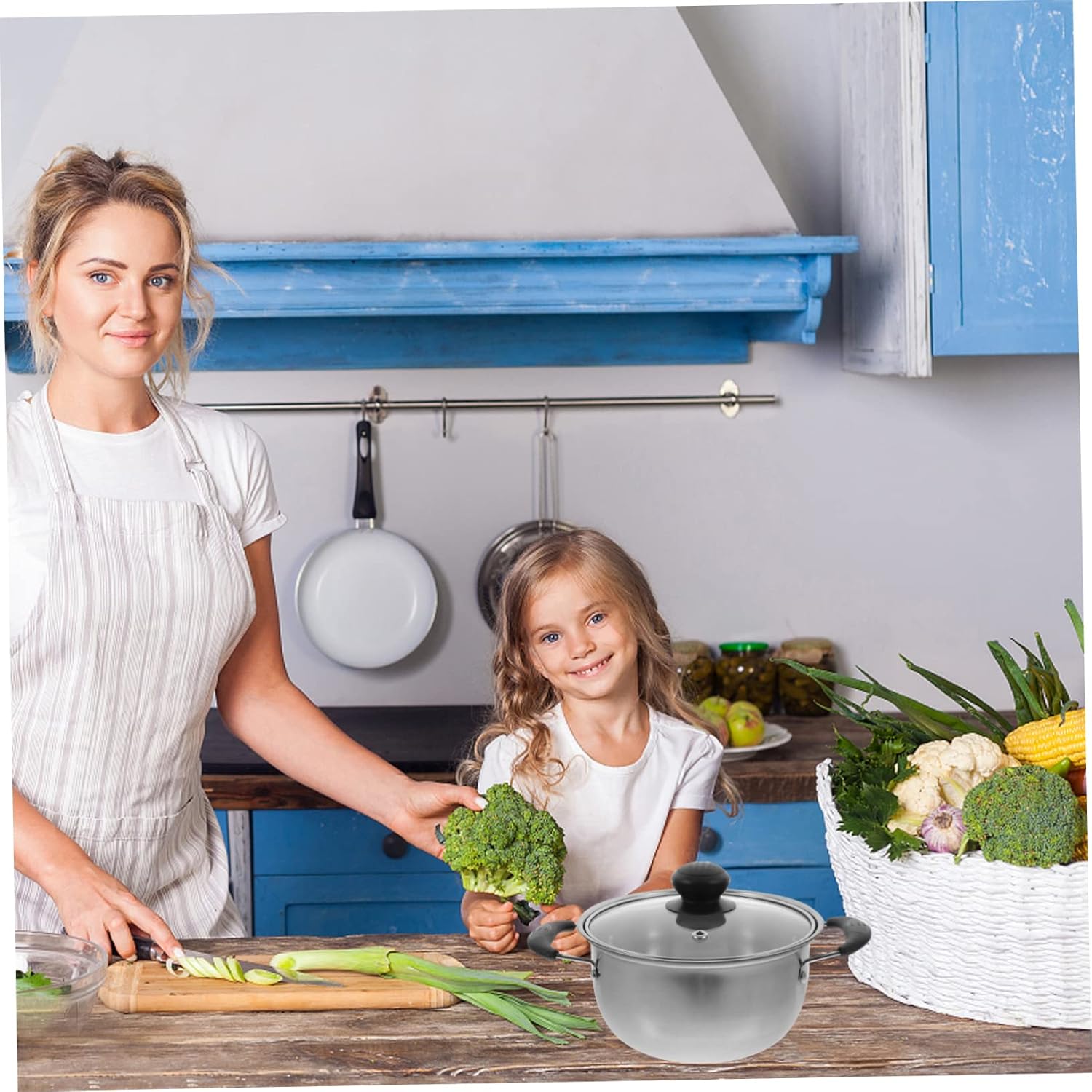 FONDOTIN 1pc Stainless Steel Small Stock Pot with Lid
