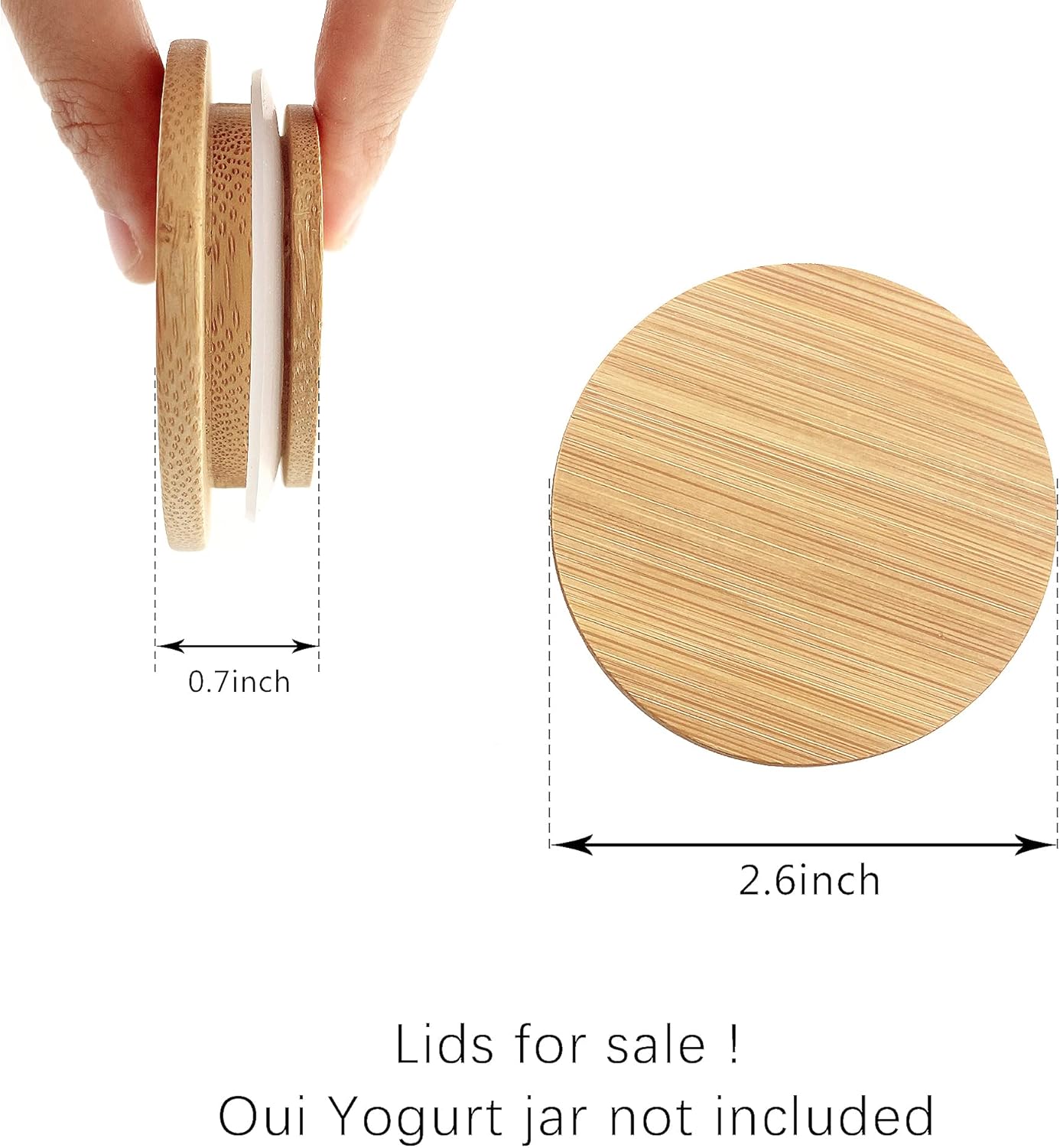 Natural Bamboo Oui Yogurt Jar Lid Set