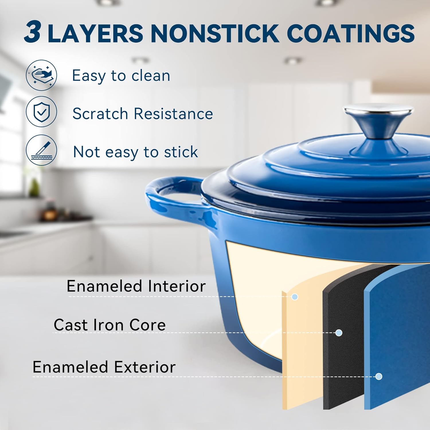 Mierairl 6 qt Enameled Cast Iron Dutch Oven
