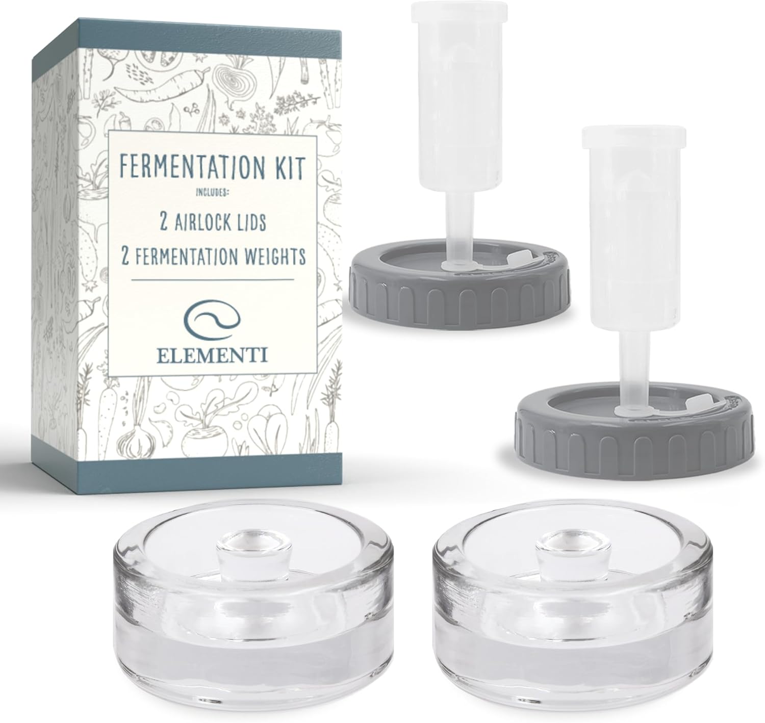 Elementi Fermentation Kit - Keep Vegetables Submerged Perfect for Fermenting by Hand