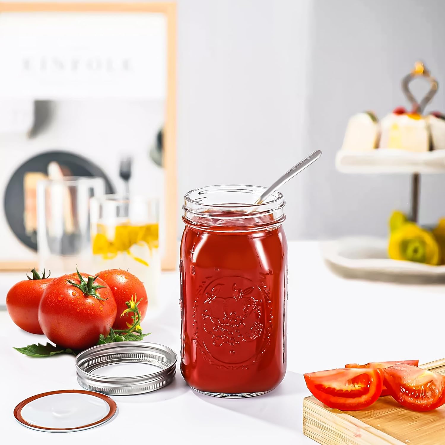 Wide Mouth Mason Jars 32 oz 4 Pack Fermenting Pickling Freezing Preserving Jar