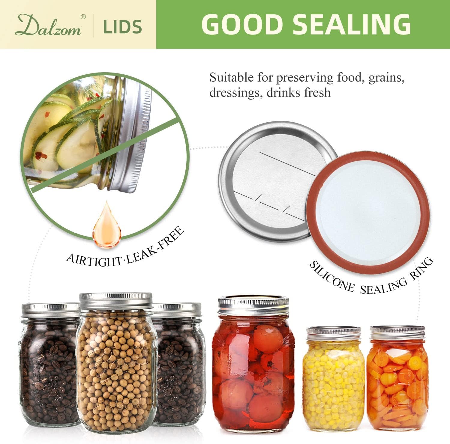 48Pcs Canning Lids with Rings Regular Mouth Jar Seals
