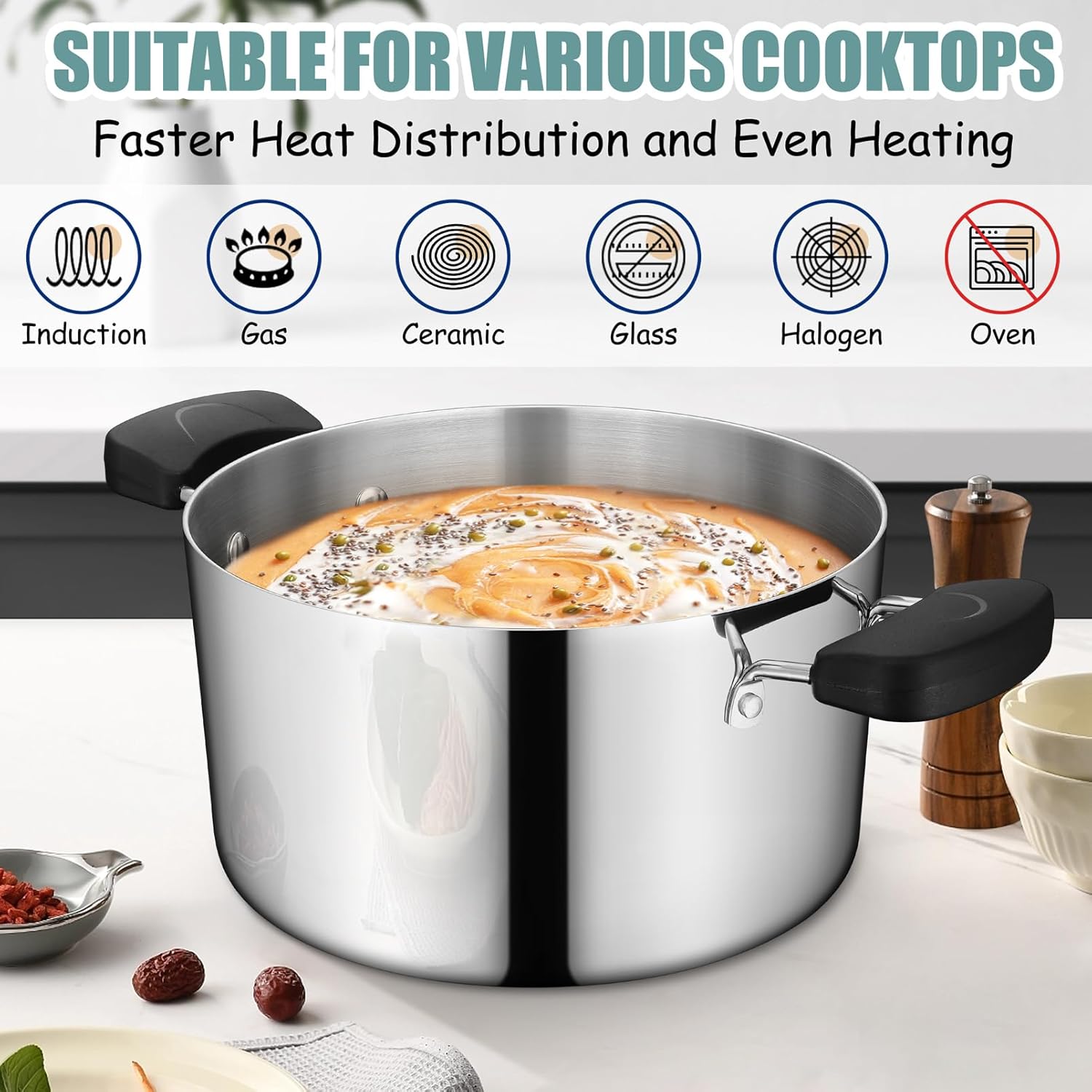 TeamFar 6QTStainless Steel Stockpot Set