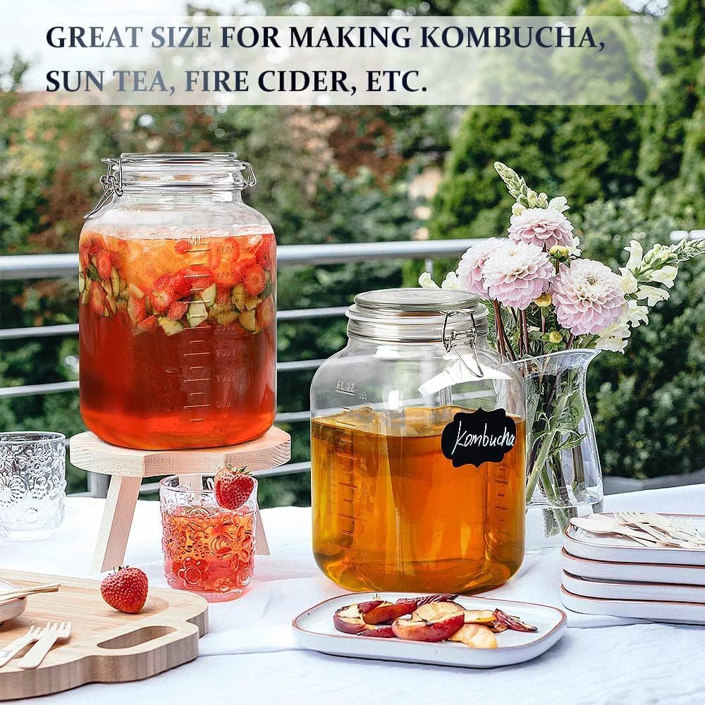 Folinstall 1 Gallon Square Jars with Lid