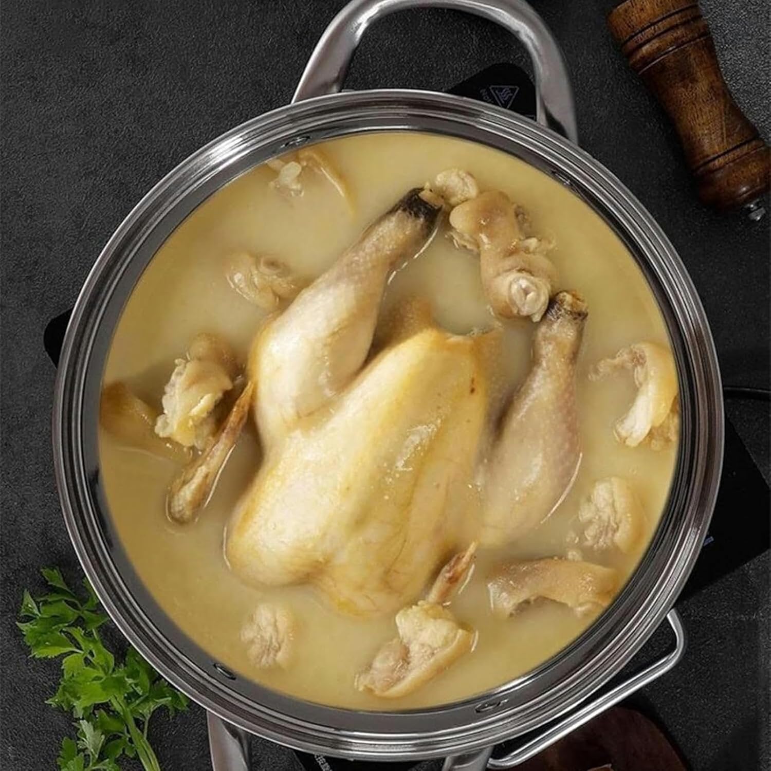 Stainless Steel Stockpot with Glass Lid for Cooking