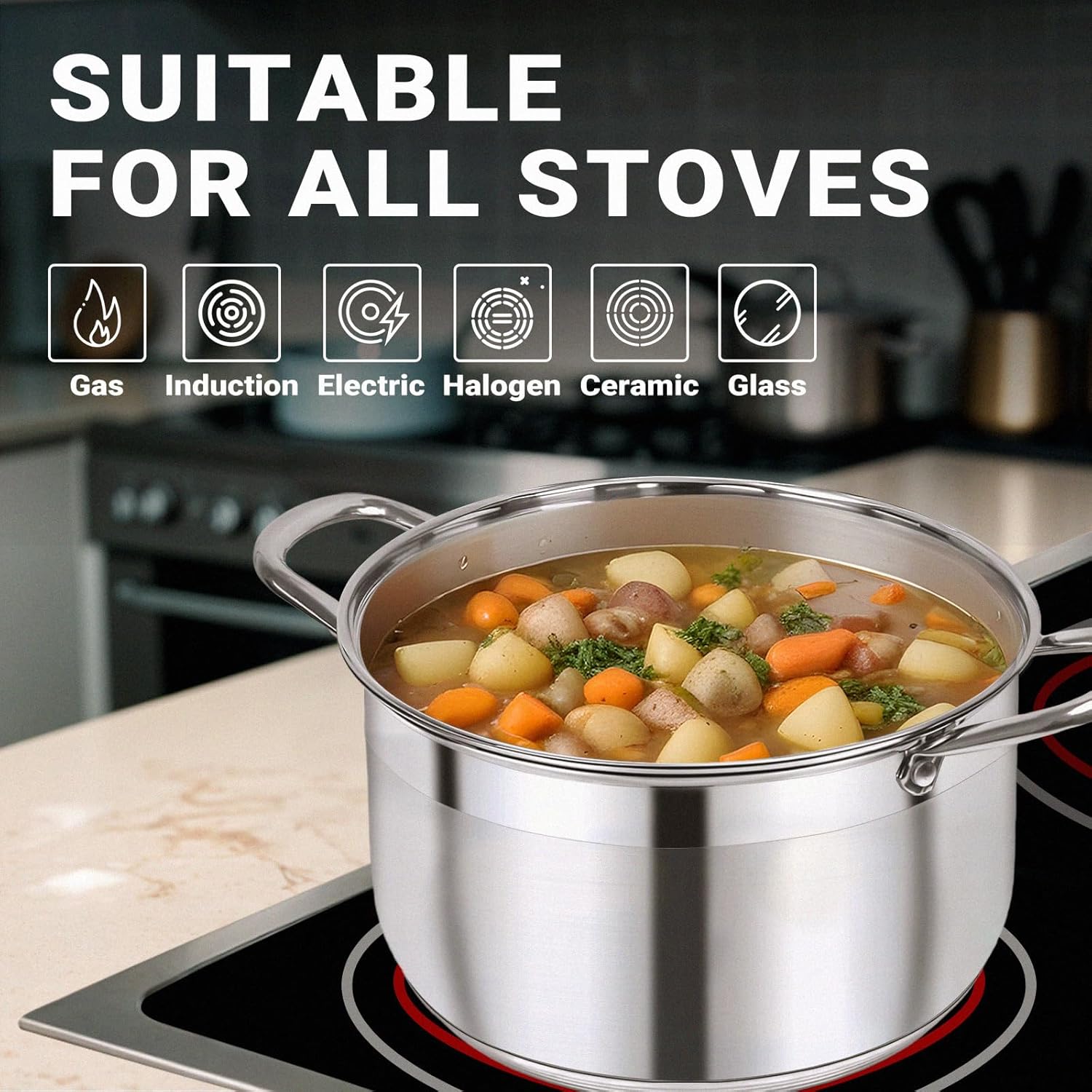 Kirecoo 12-Quart Stainless Steel Stockpot