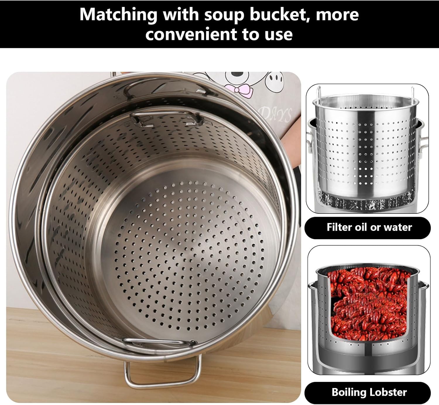 AIZYR Heavy-Duty Stock Pot with Steamer Basket 40cmx40cm