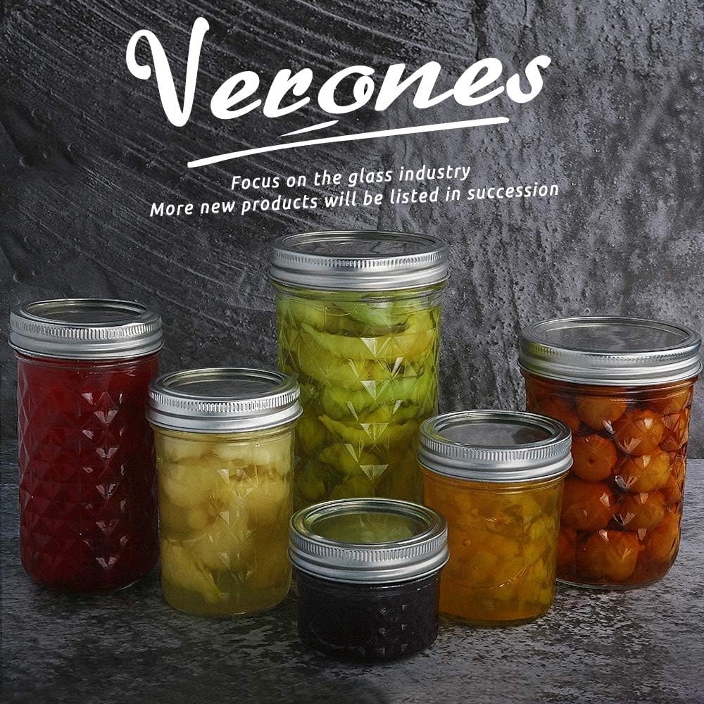 12-Pack 16oz Wide Mouth Mason Jars Verones Preserve Canning Jar Set