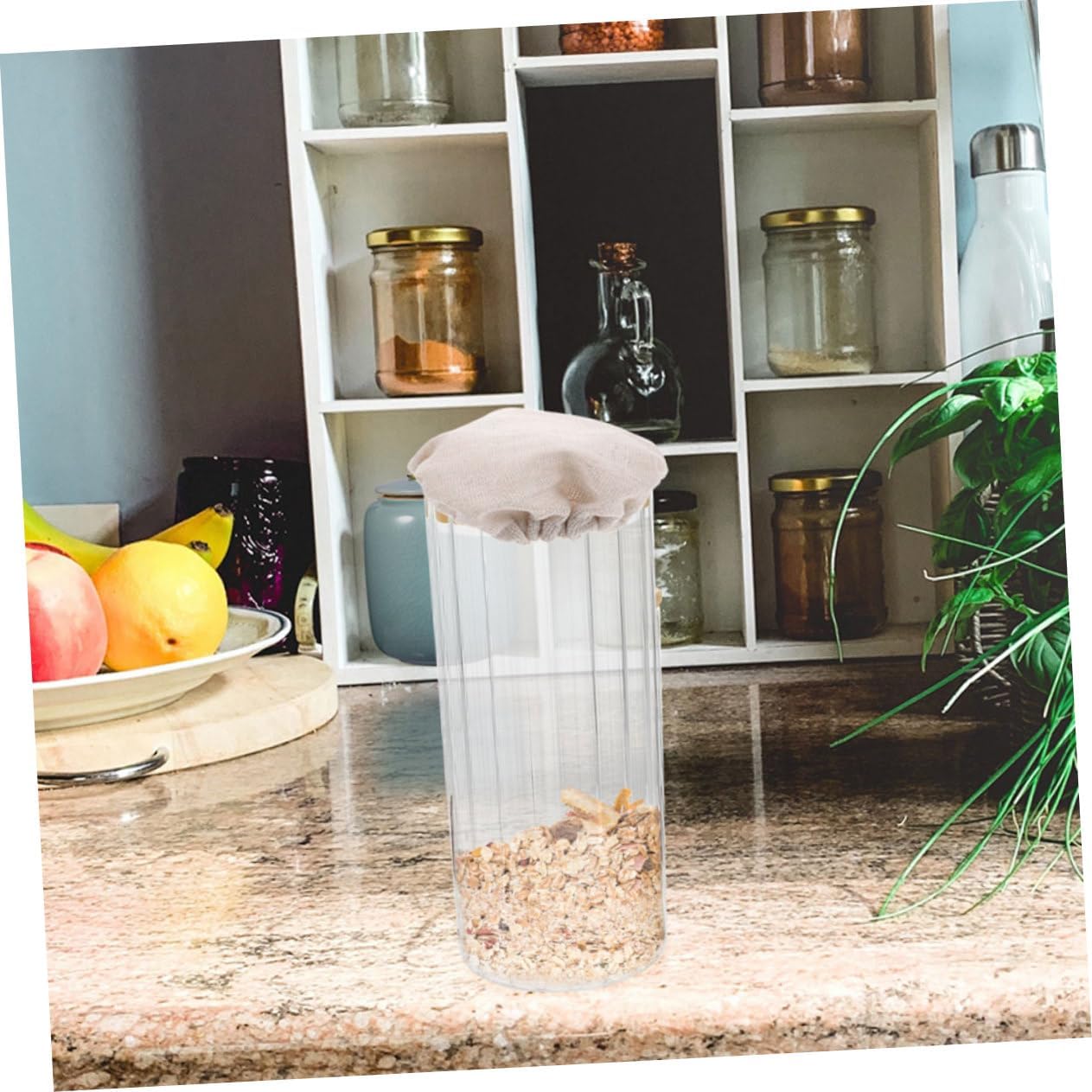 2-Piece Beige Cloth Airtight Jar Lids