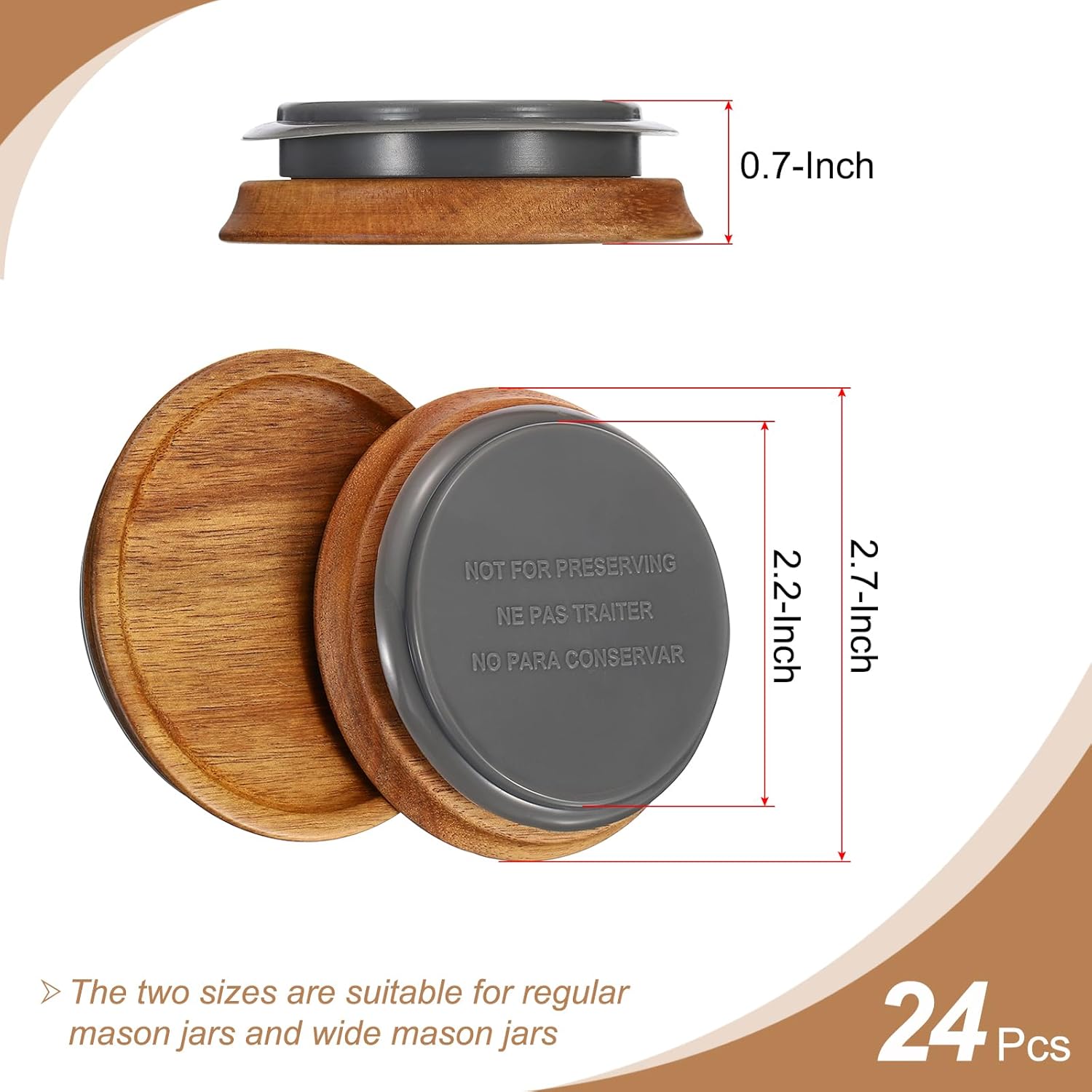 PATIKIL 24PCS Regular Mouth Mason Jar Lids with Airtight Silicone Seal