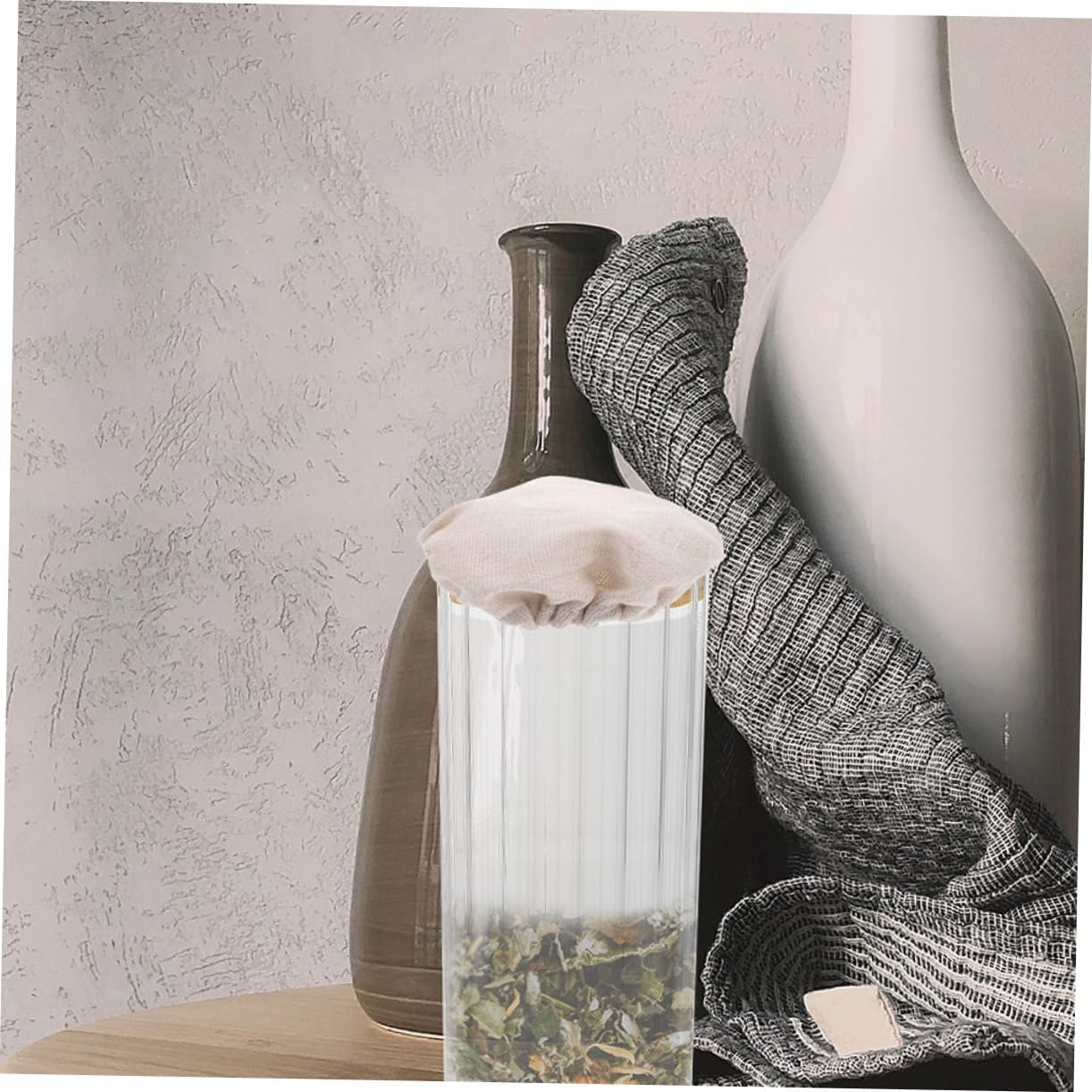 2-Piece Beige Cloth Airtight Jar Lids