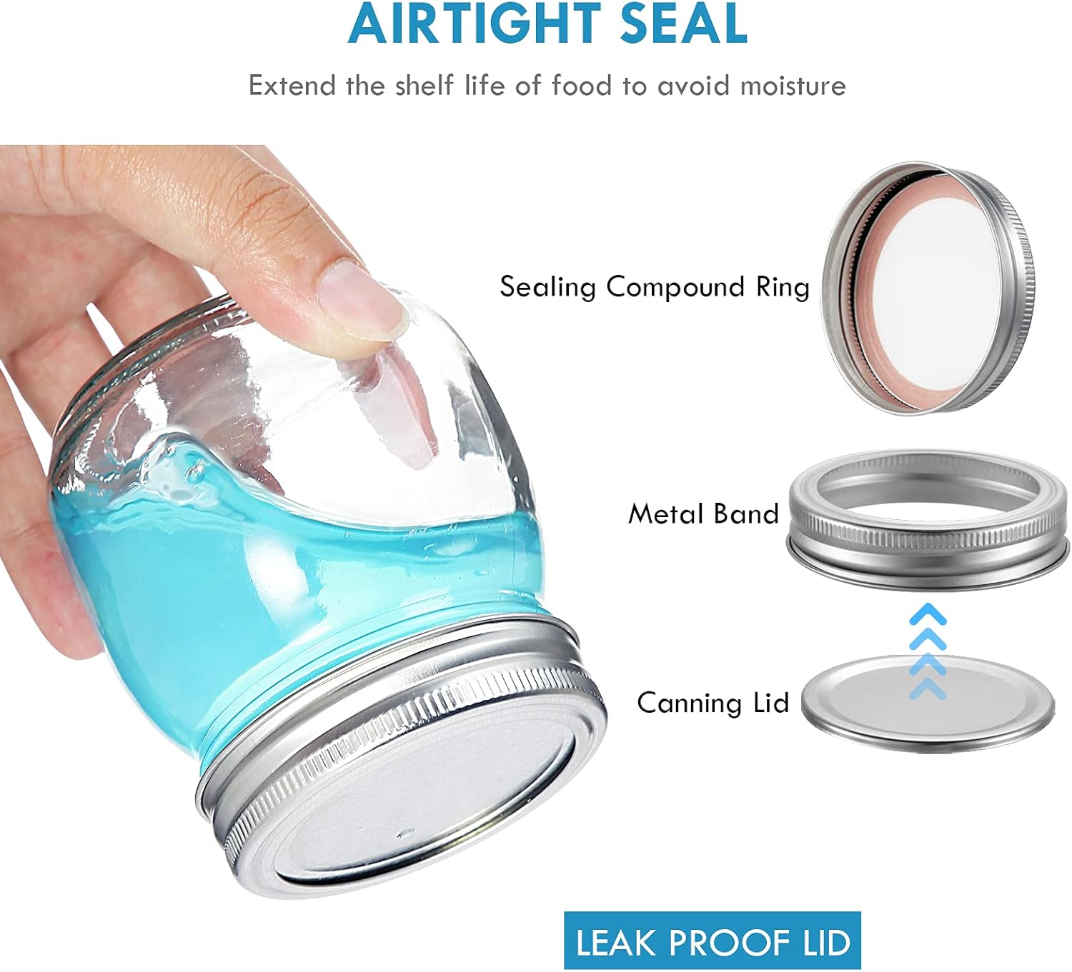 Yeboda 9-Pack Wide Mouth Mason Jars with Airtight Lids
