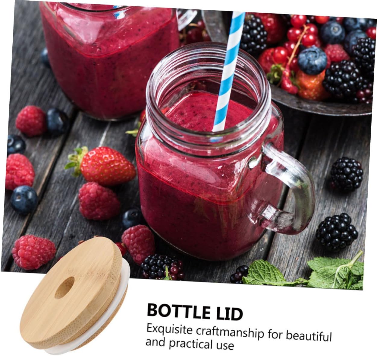 Luxshiny 4pcs Mason Jar Lids with Straw Hole