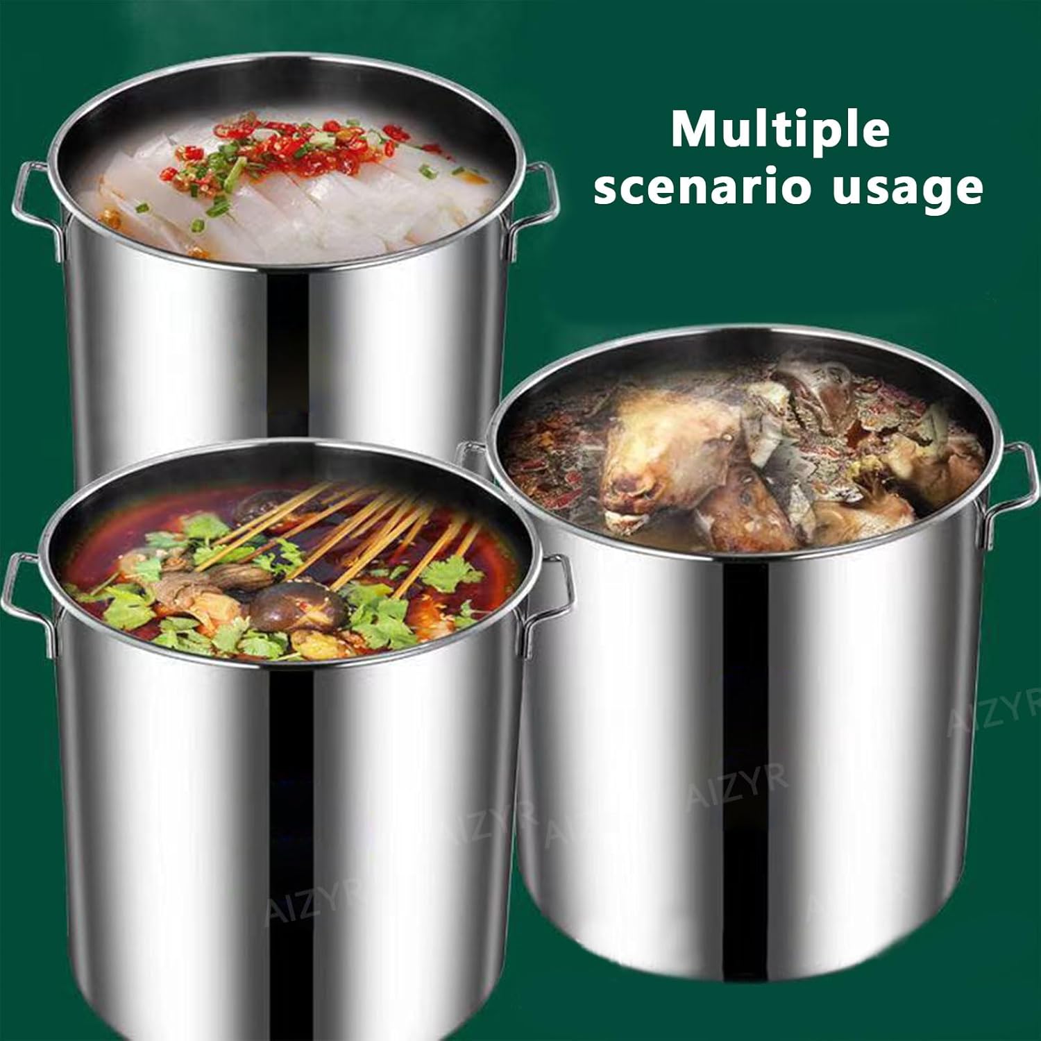 Stainless Steel Stockpot Durable Rust-Resistant Large Capacity Easy to Open Lid