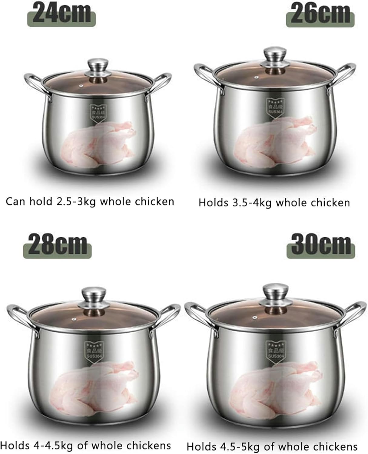 LGEOELIAS Large Deep Stock Pot with Steamer Basket and Lid