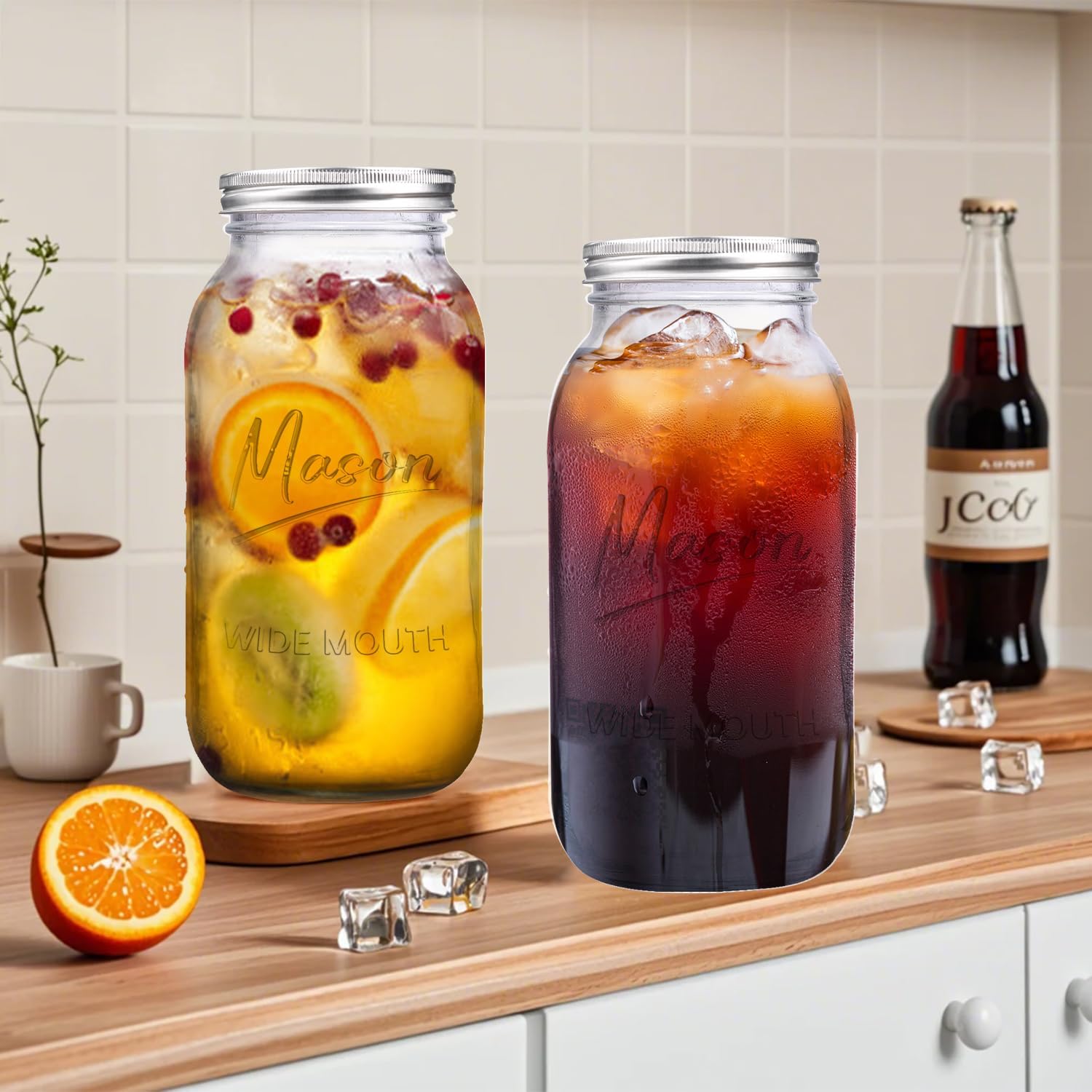 3-Piece Mason Jars with Airtight Lids for Storage
