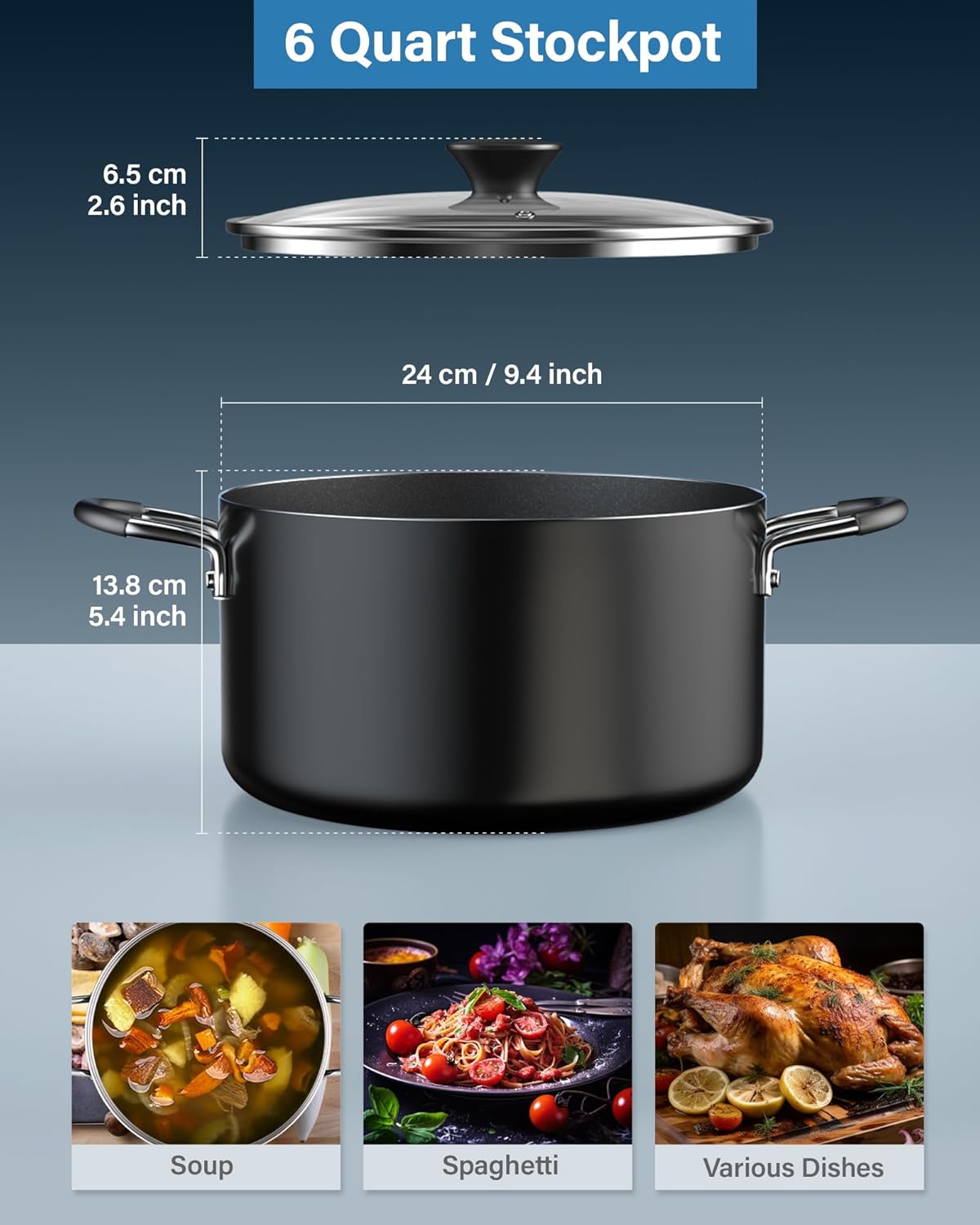 Cook N Home Nonstick Stockpot with Lid - 6-QT for Perfect Cooking