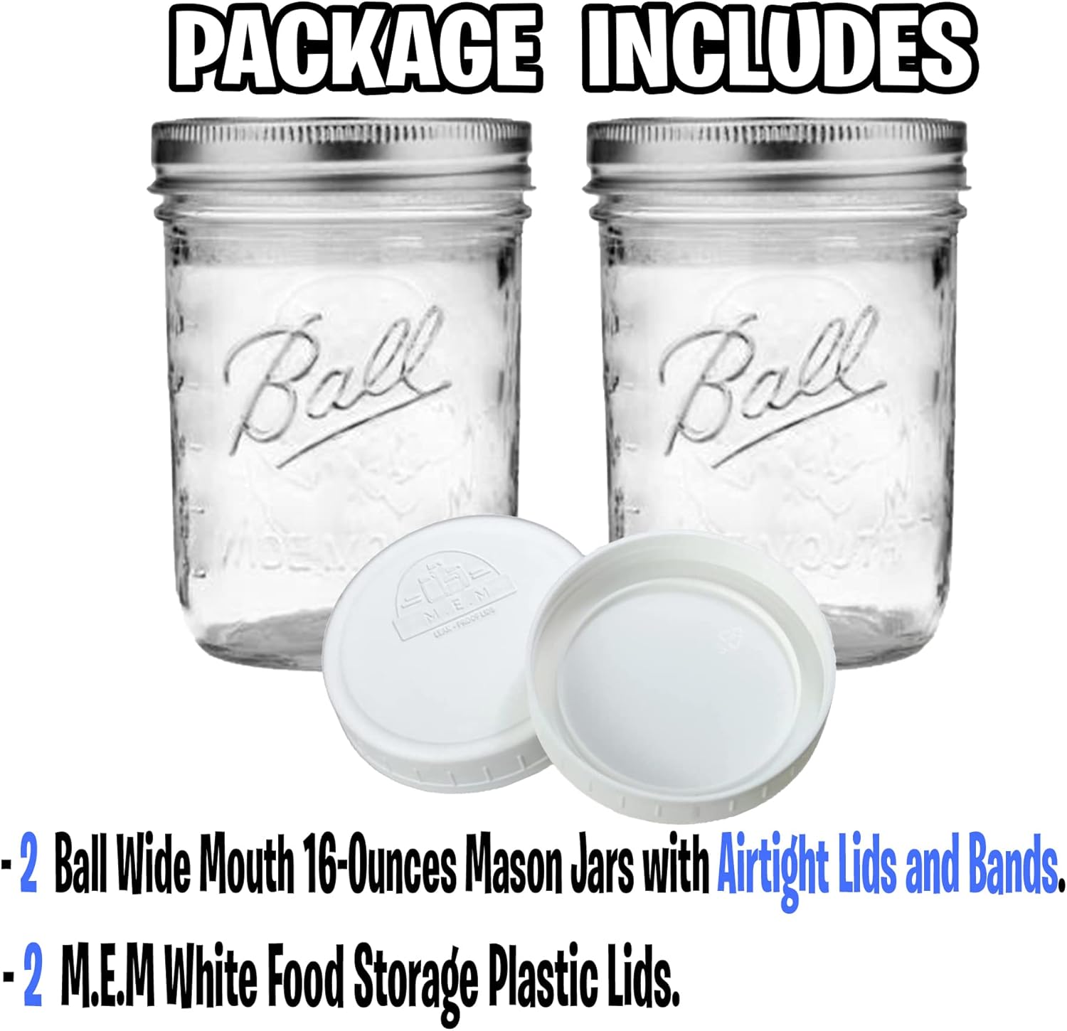 Perfect Mason Jars 16-Ounce 2-Pack