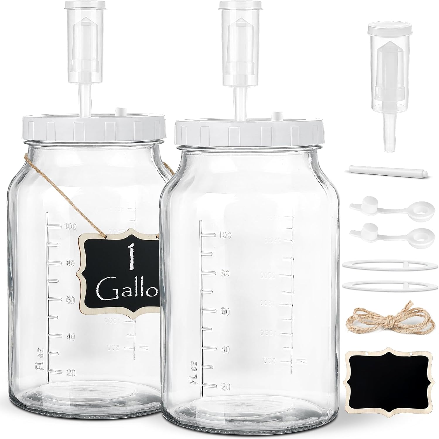 Qianfenie 2-Pack Fermentation Jars for Pickling Brewing Durable Airtight Glass
