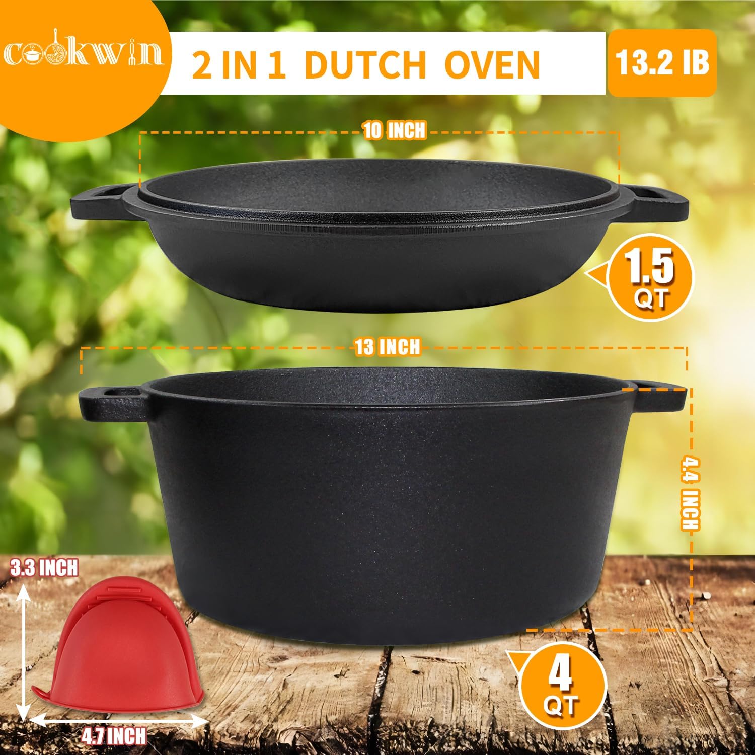 Durable 2-in-1 Dutch Oven Set for Camping Cooking