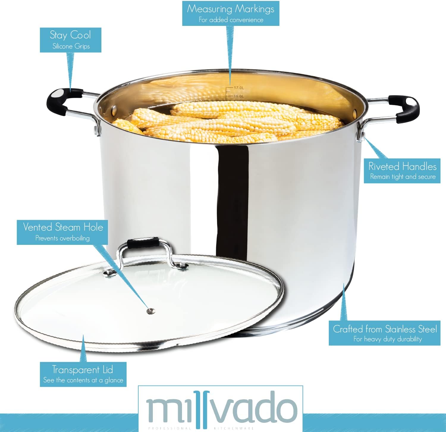 Millvado 20 Quart Stock Pot