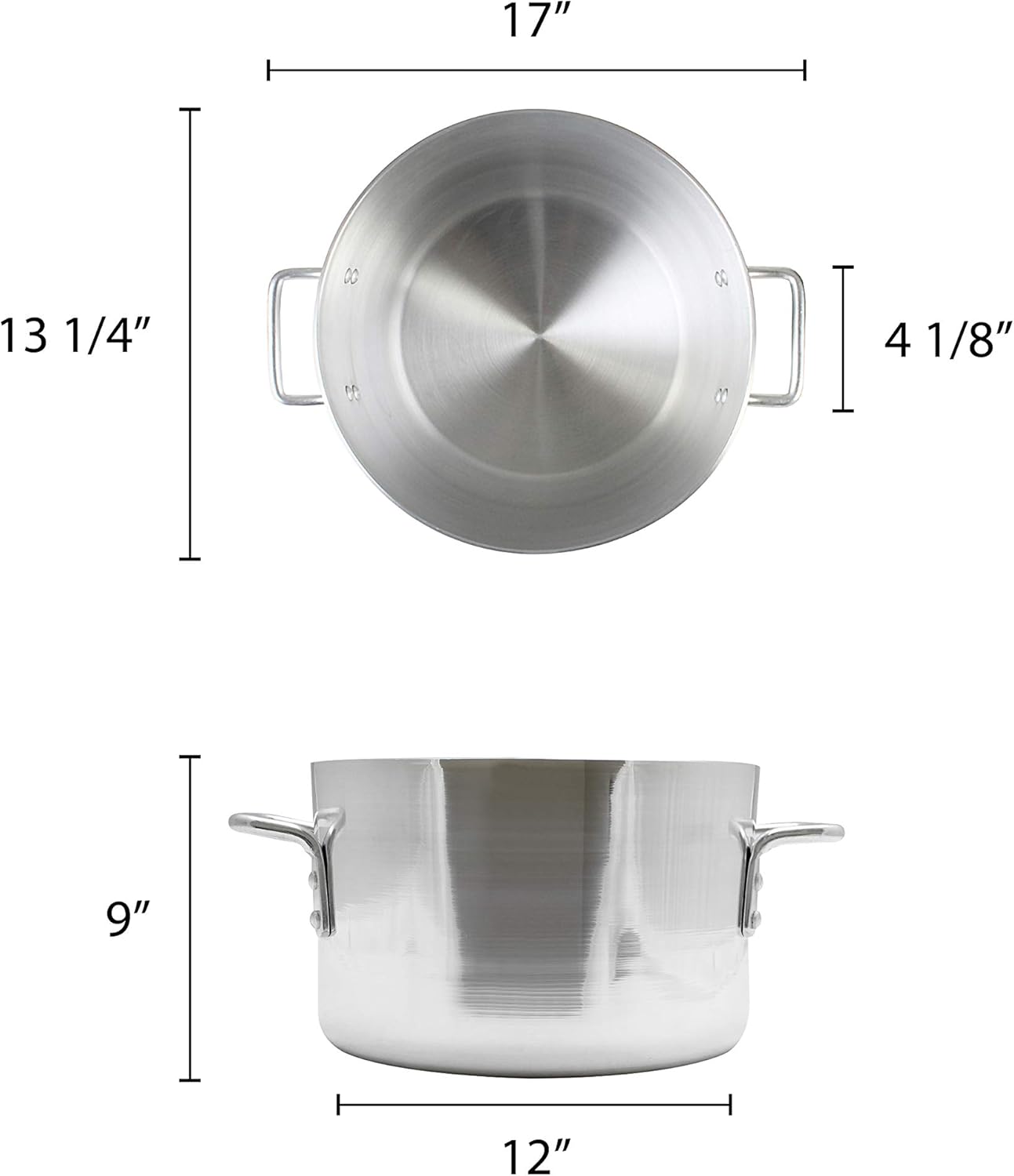 20 Quart Aluminum Sauce Pot -Mirror Finish -Riveted Handles
