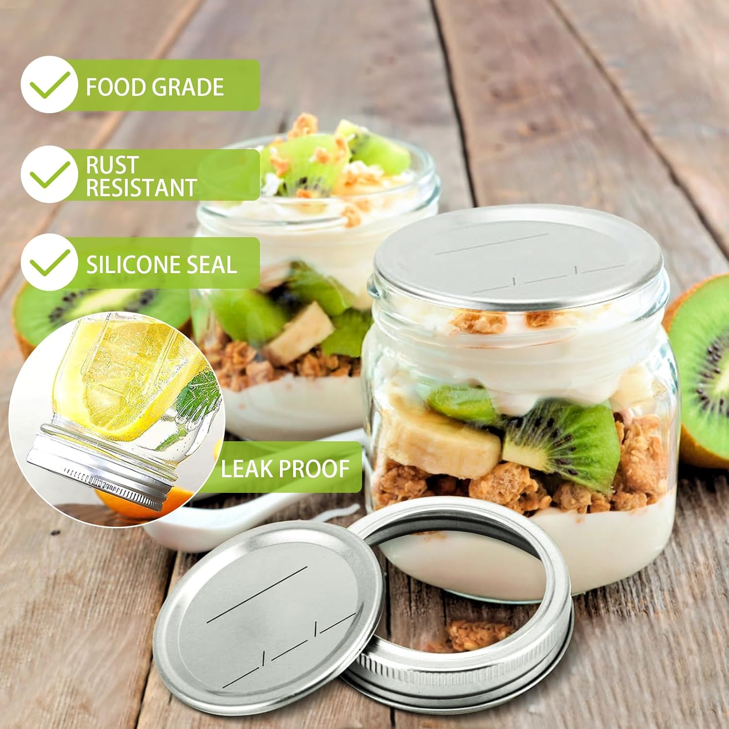 LOVE MOMENT 48PCS Canning Lids Rings for Mason Jars