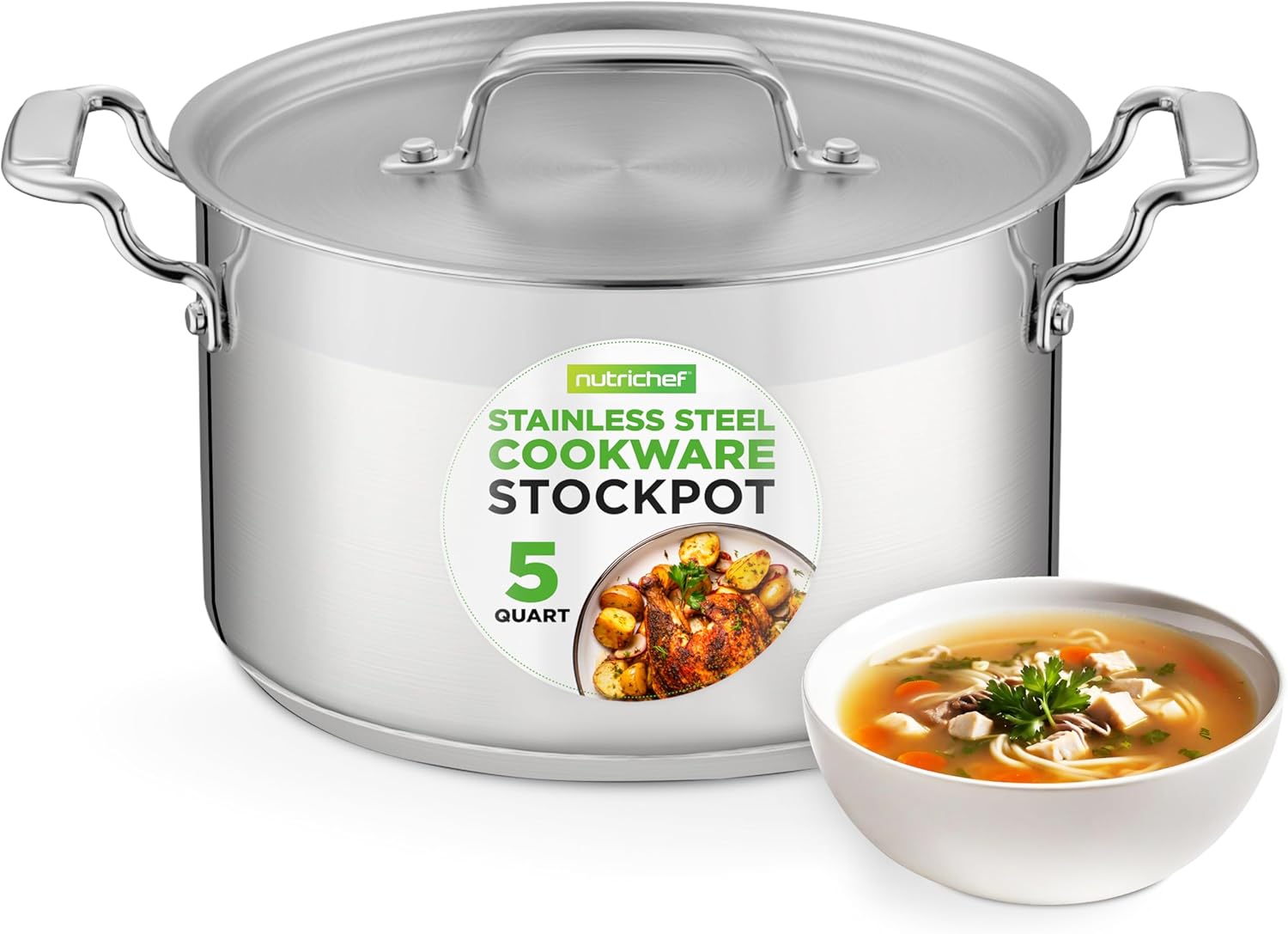 Ergonomic 5-Quart Stainless Steel Stockpot