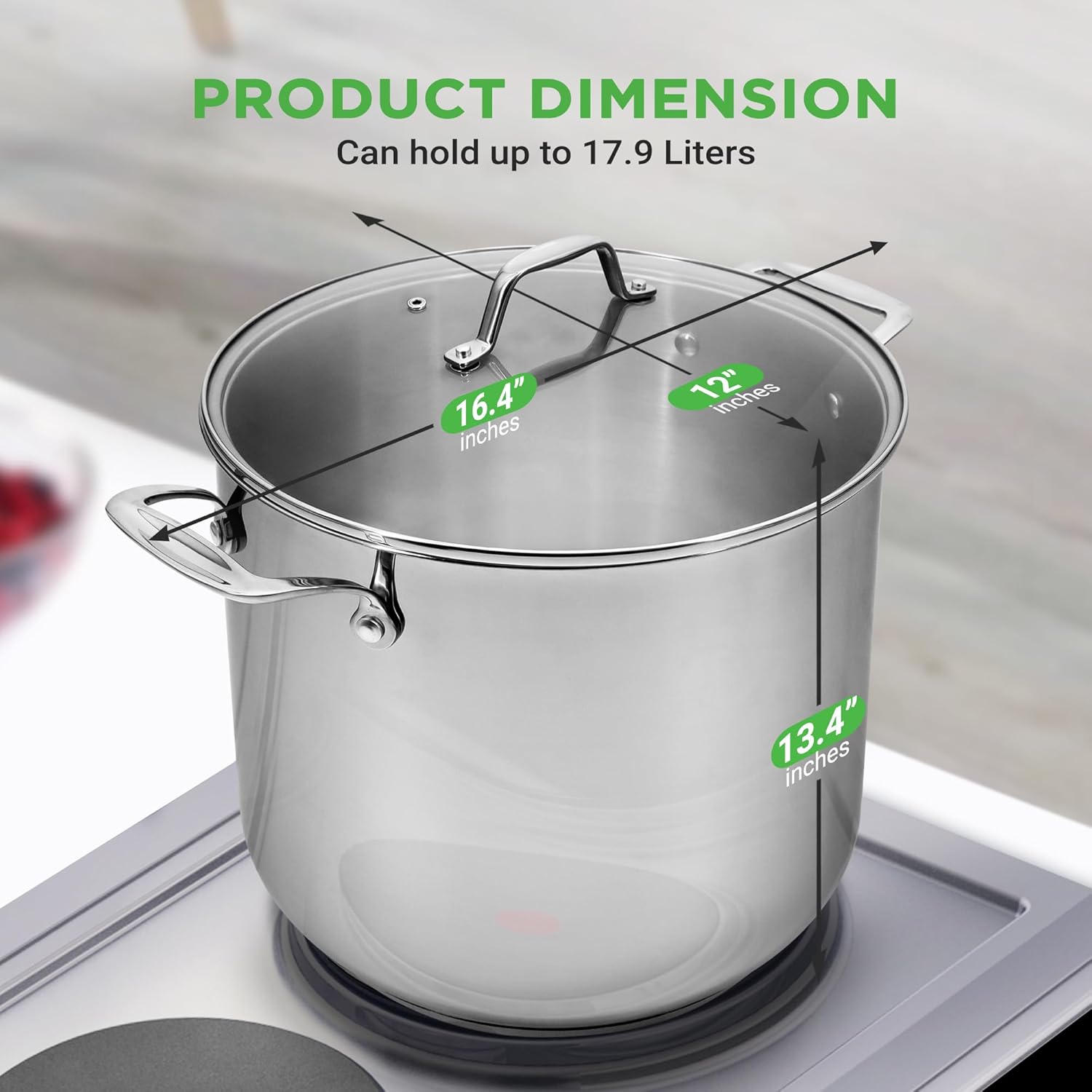 NutriChef 19-Quart Stainless Steel Cooker with Glass Lid