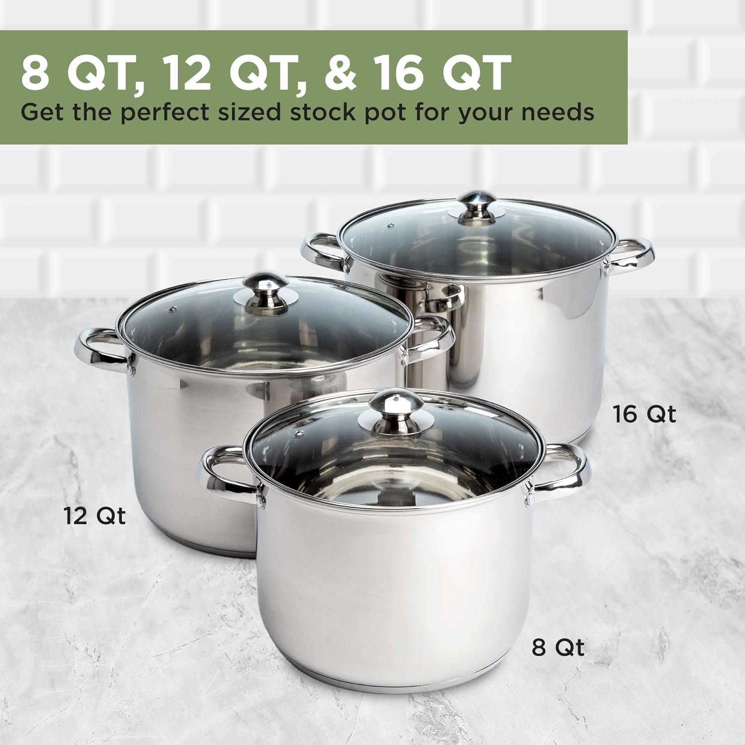 Ecolution Stainless Steel Stock Pot 12-Quart Perfect for everyday cooking