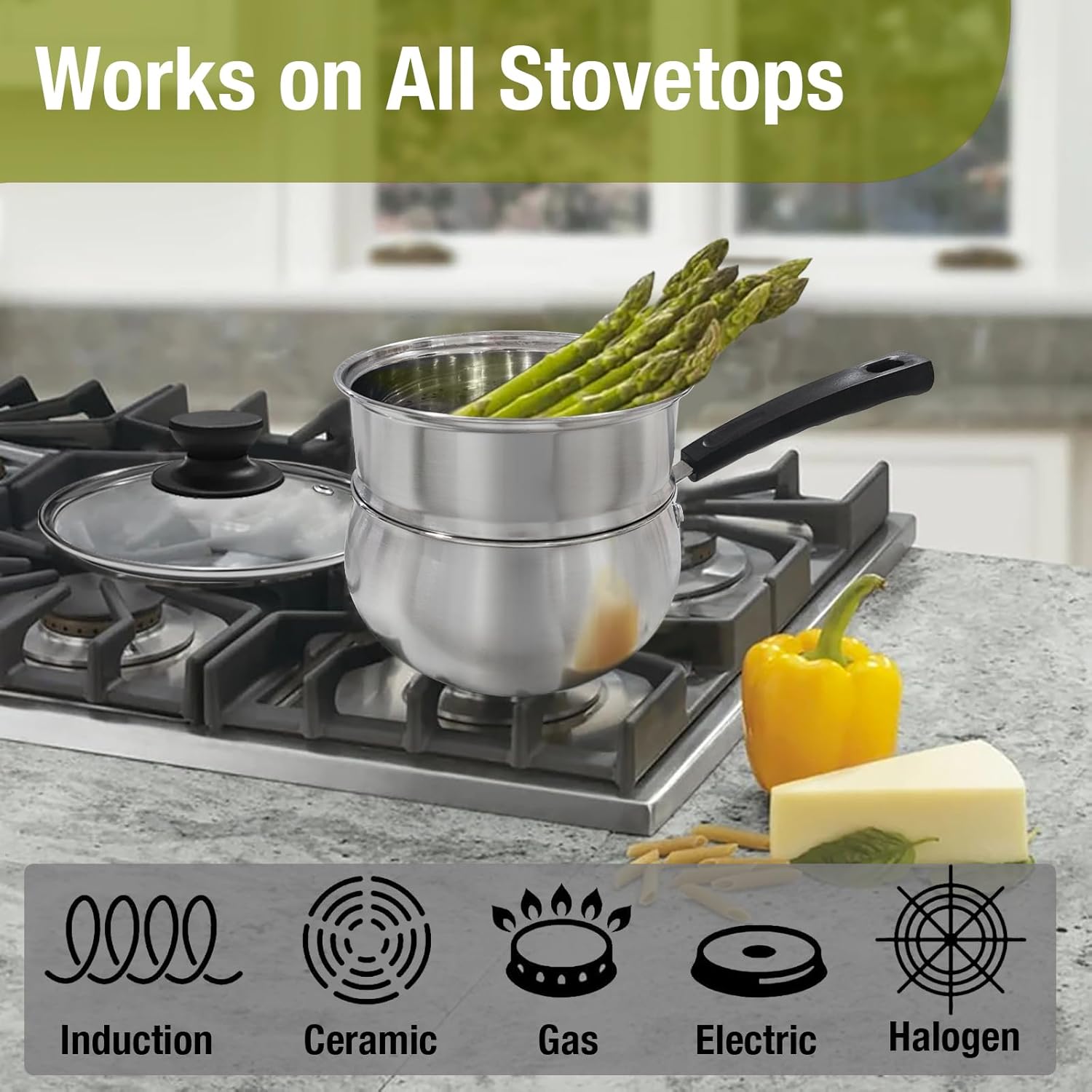 Stainless Steel 15 qt Saucepan with Steamer