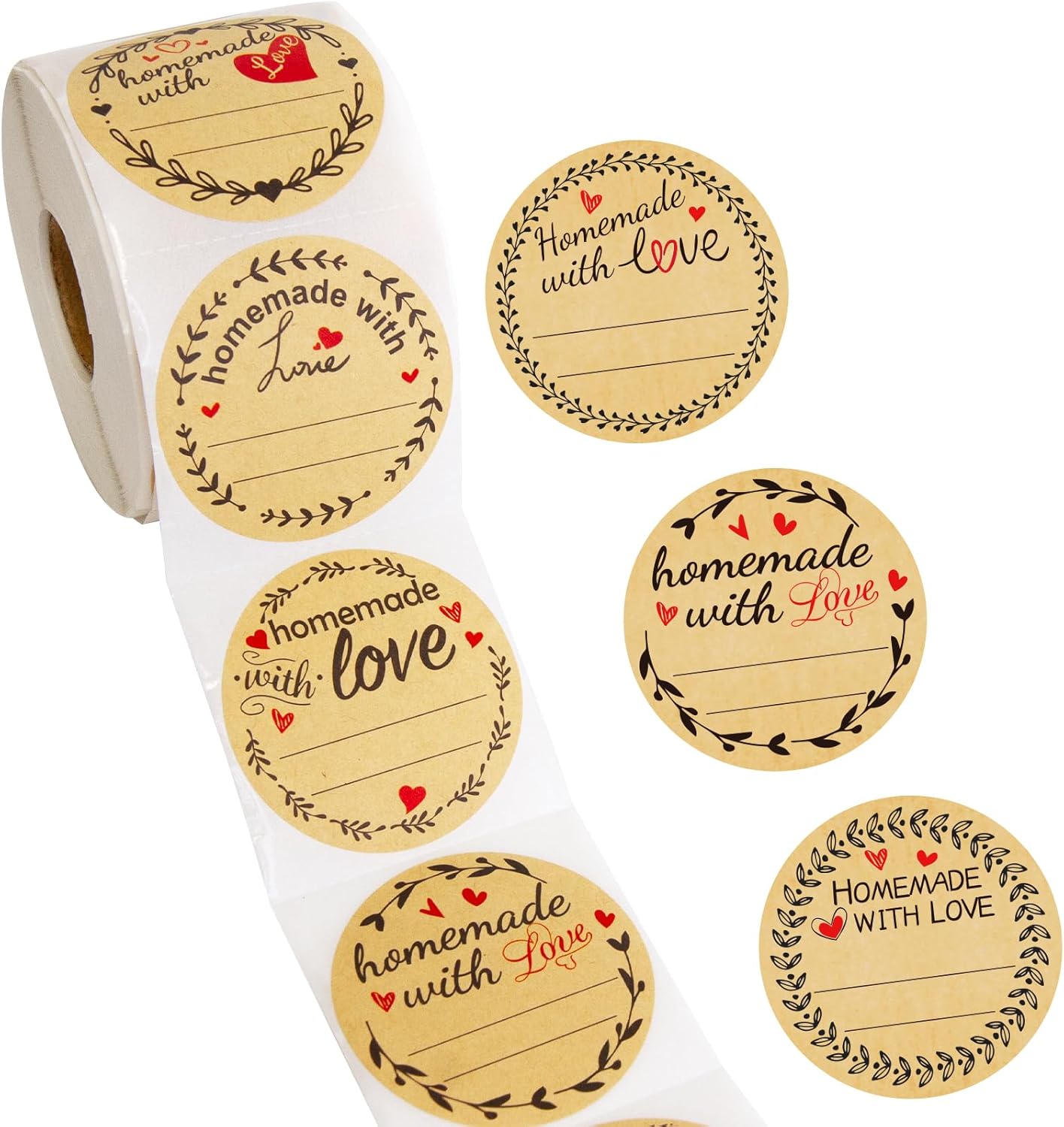 500Pcs 2 Canning Labels with Homemade with Love