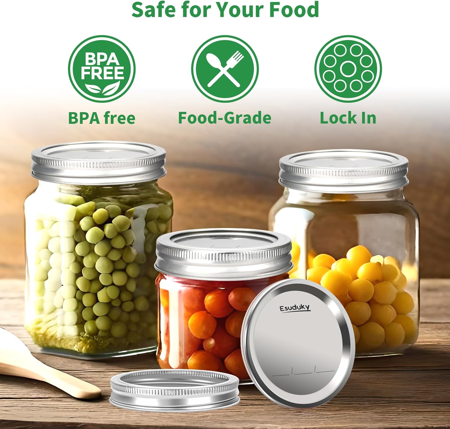 Esuduky 52Pcs Mason Jar Lid Set with Rings Canning sealing sealing Needs