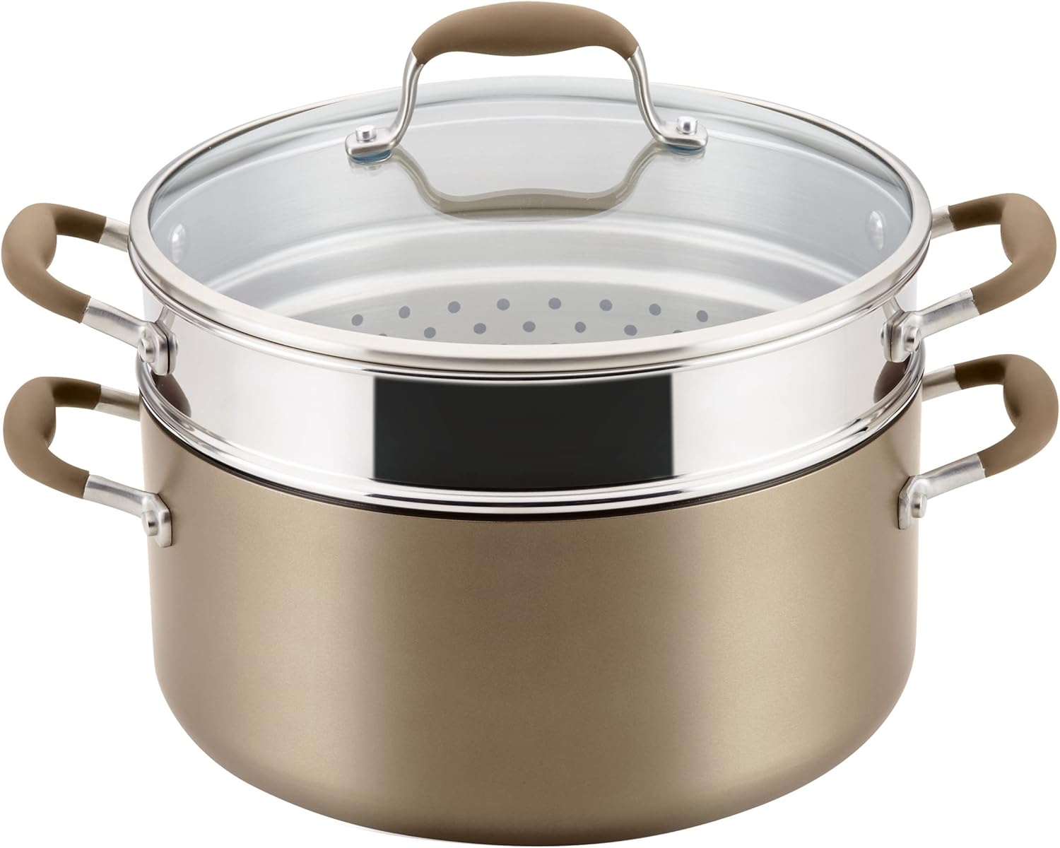 Best ChoiceAnolon Advanced Home 85Qt Nonstick Stockpot with Built-InSteamer Oven Safe