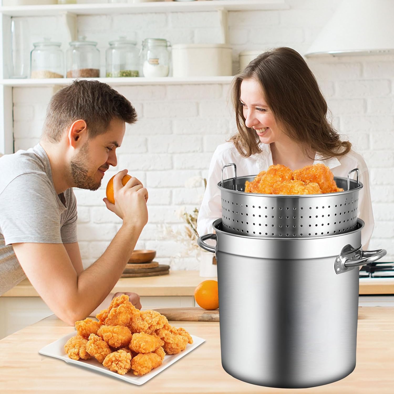 AIZYR Stock Pot Turkey Fryer with Basket 35cm
