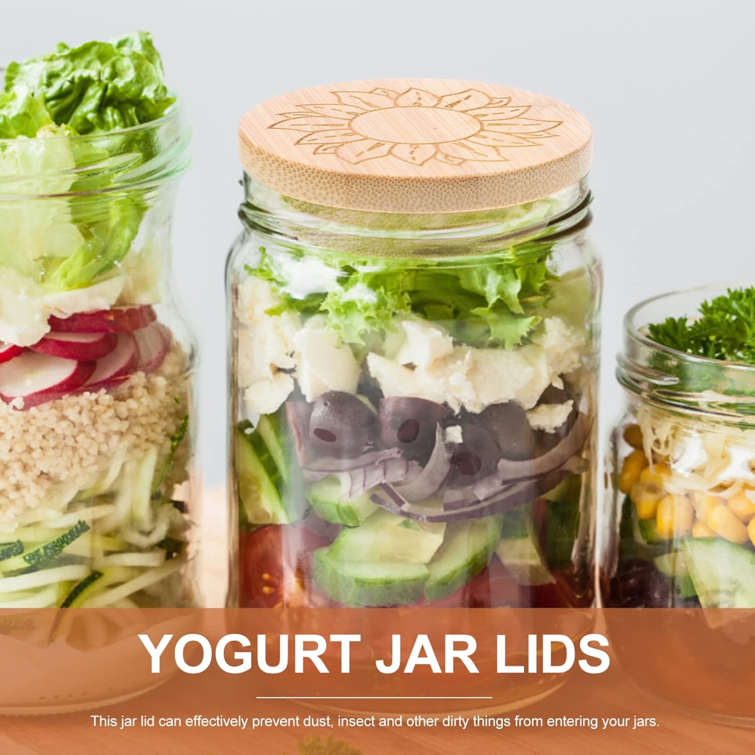 PRETYZOOM 8pcs Airtight Lid Glass Jar Covers for Storage and Baking