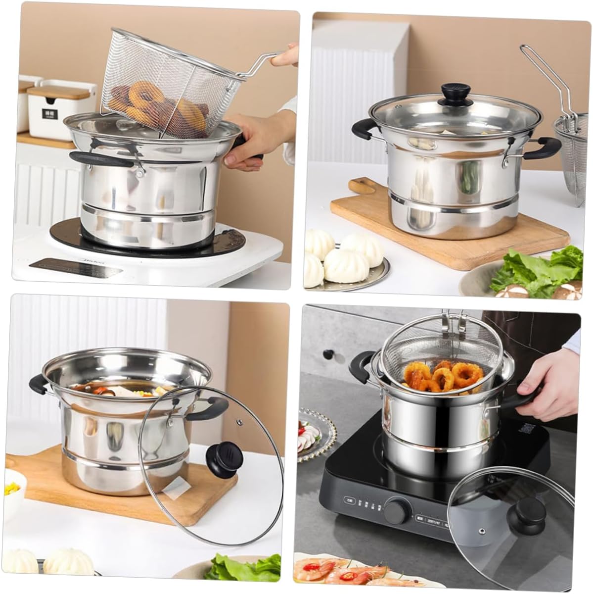 Safe Reliable Deep Fryer Pot Lid with Handle for Cooking