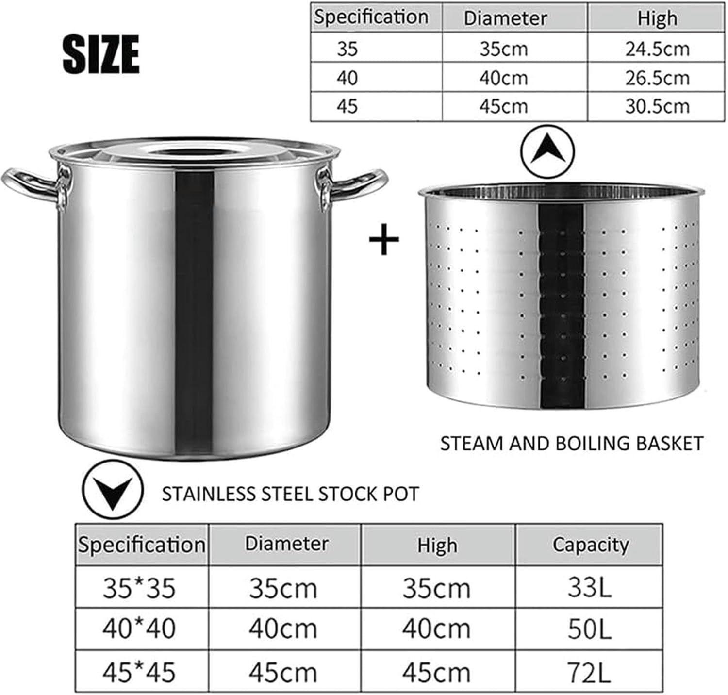 Wzglod Large Deep Stainless Steel Stock Pot Boiling
