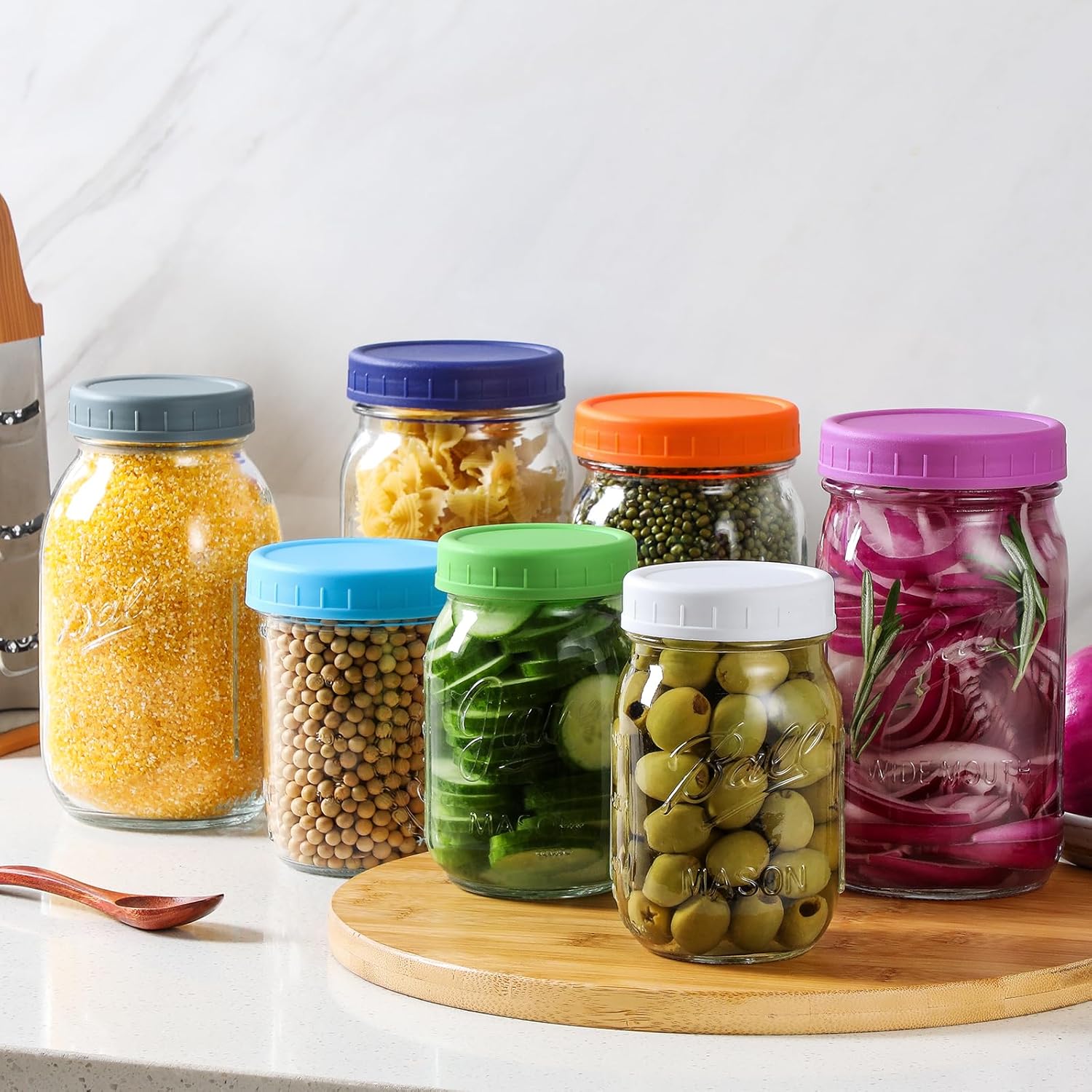 AOZITA 20-Piece Mason Jar Lids - Wide Regular Mouth Canning Kitchen Storage