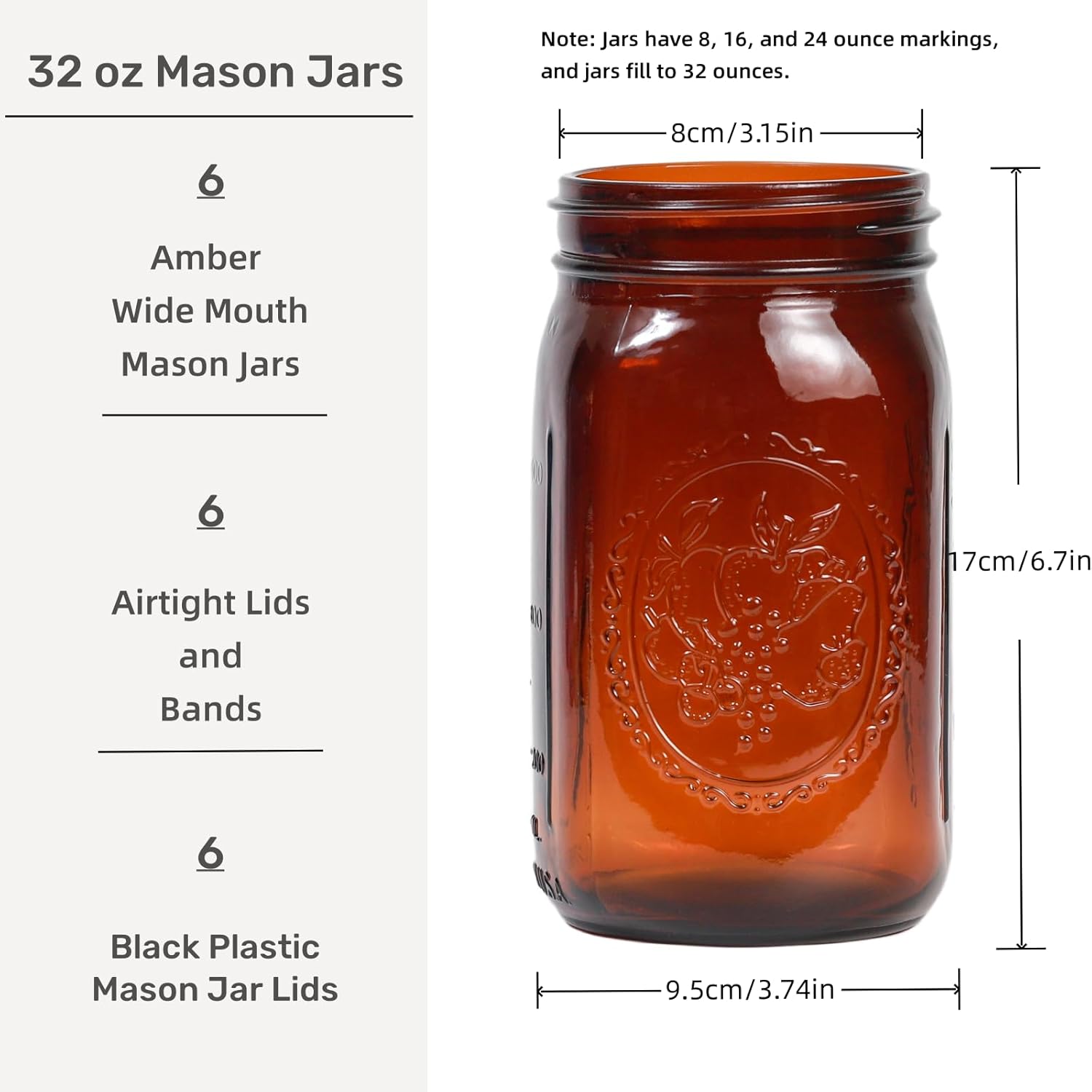 Amber Mason Jars Set