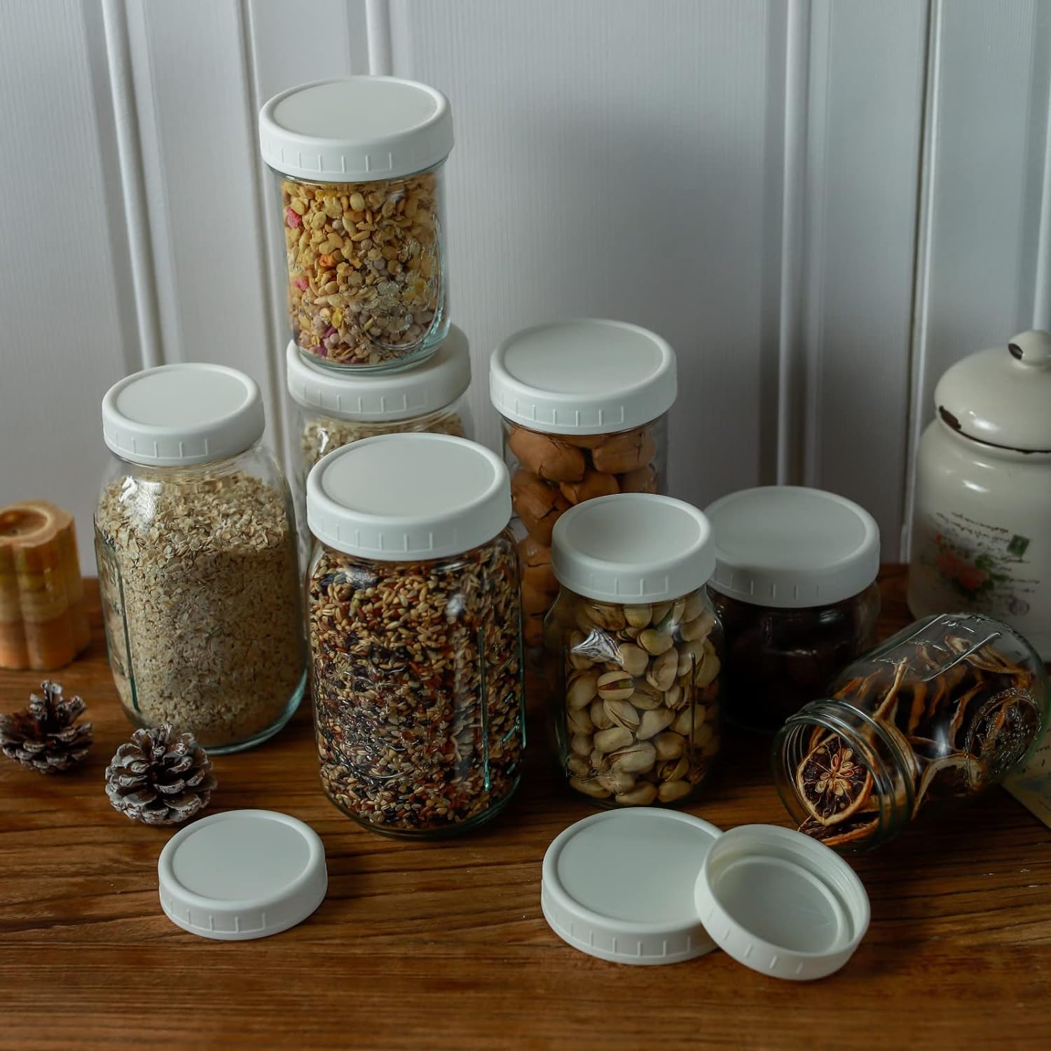 14 Durable Mason Jar Lids with Silicone Ring for Canning Cooking