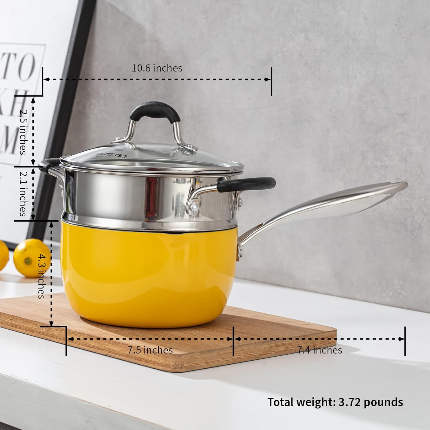 Ceramic Nonstick Tri-Ply Stainless Steel Saucepan