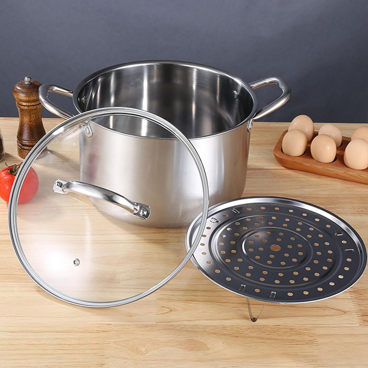 AIZYR Stainless Steel Multifunctional Soup Pot Durable Thick Bottom for Hotpot