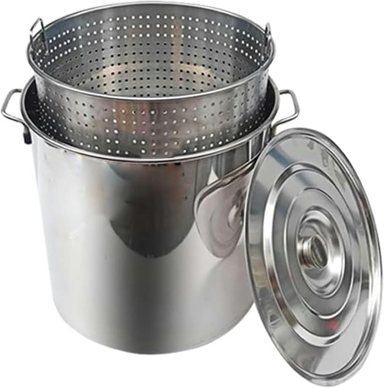 Heavy-Duty Stainless Steel Stock Pot with Steamer Basket 45x45cm